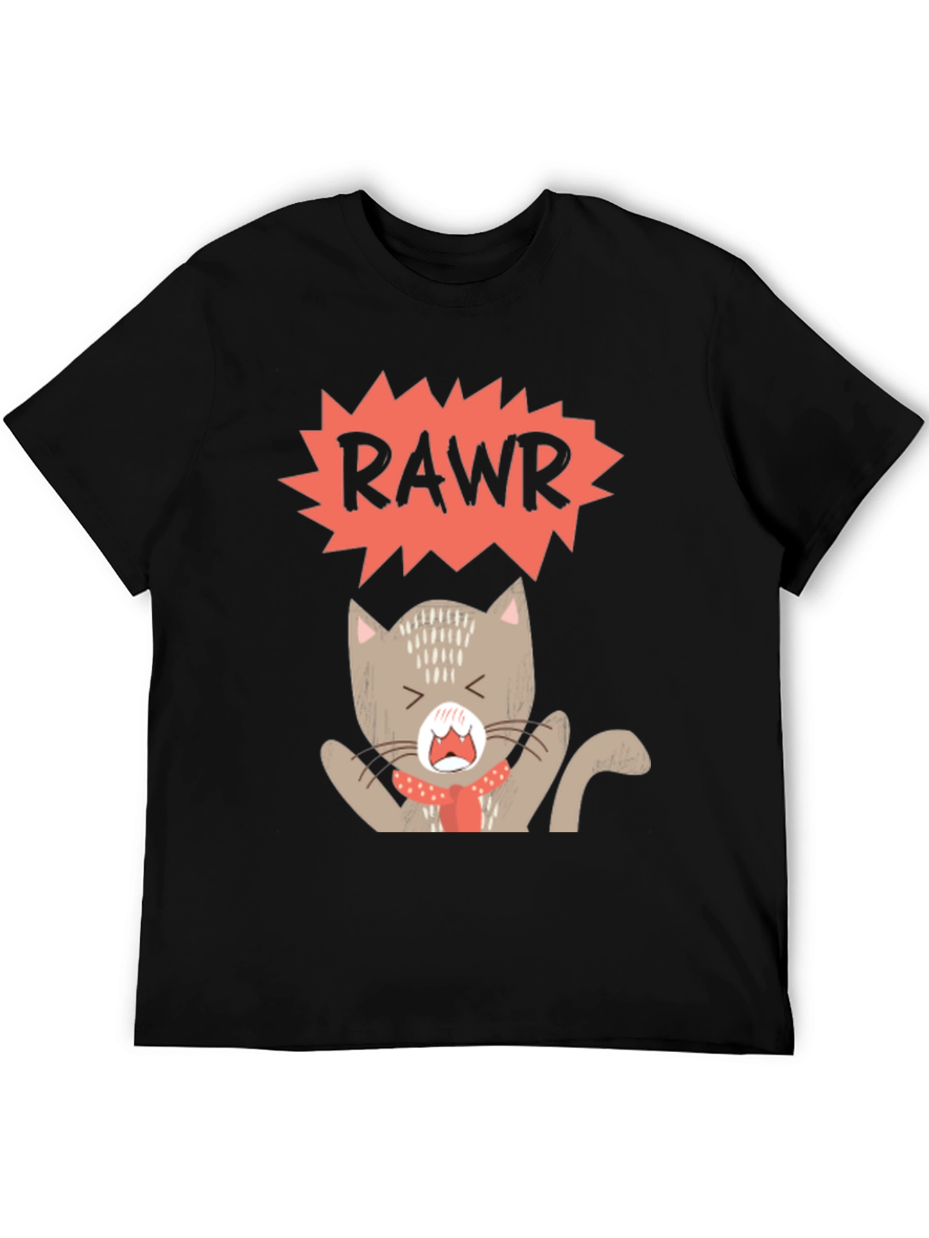 Rawr Cat Graphic Tee - Trendy Black T-Shirt