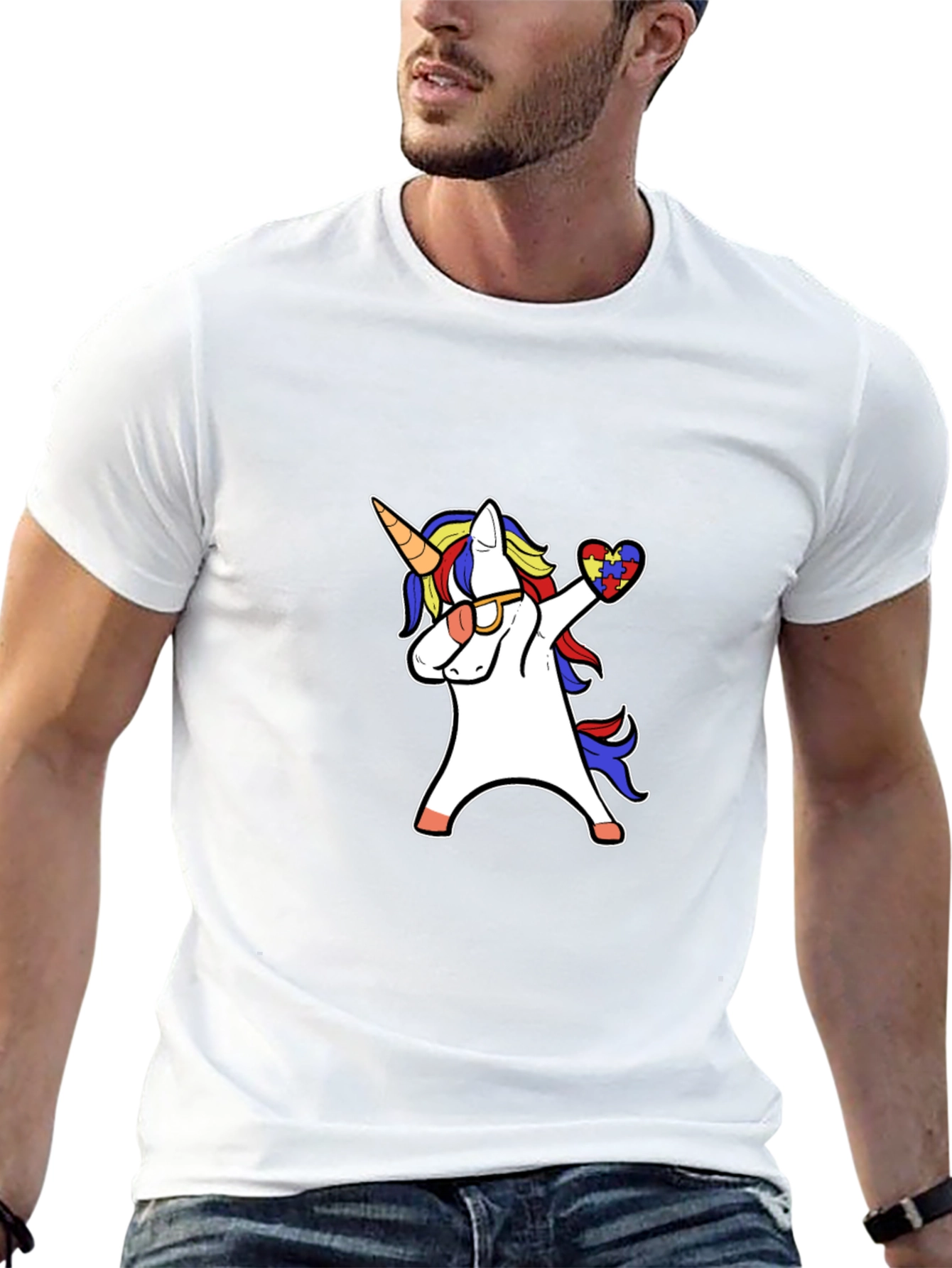 Autism Awareness Unicorn Dabbing T-Shirt