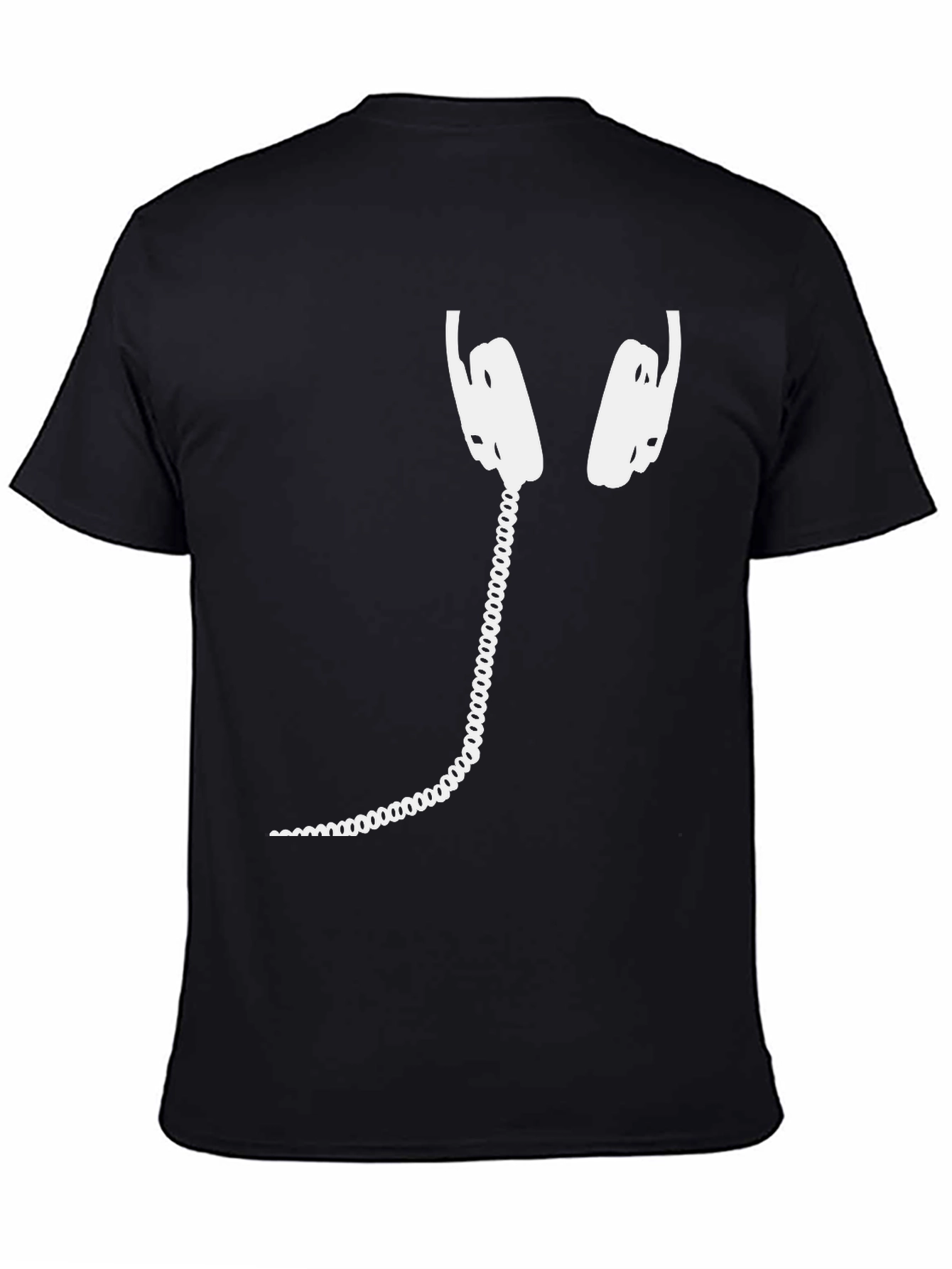 Headphone Graphic Tee - Black Cotton T-Shirt