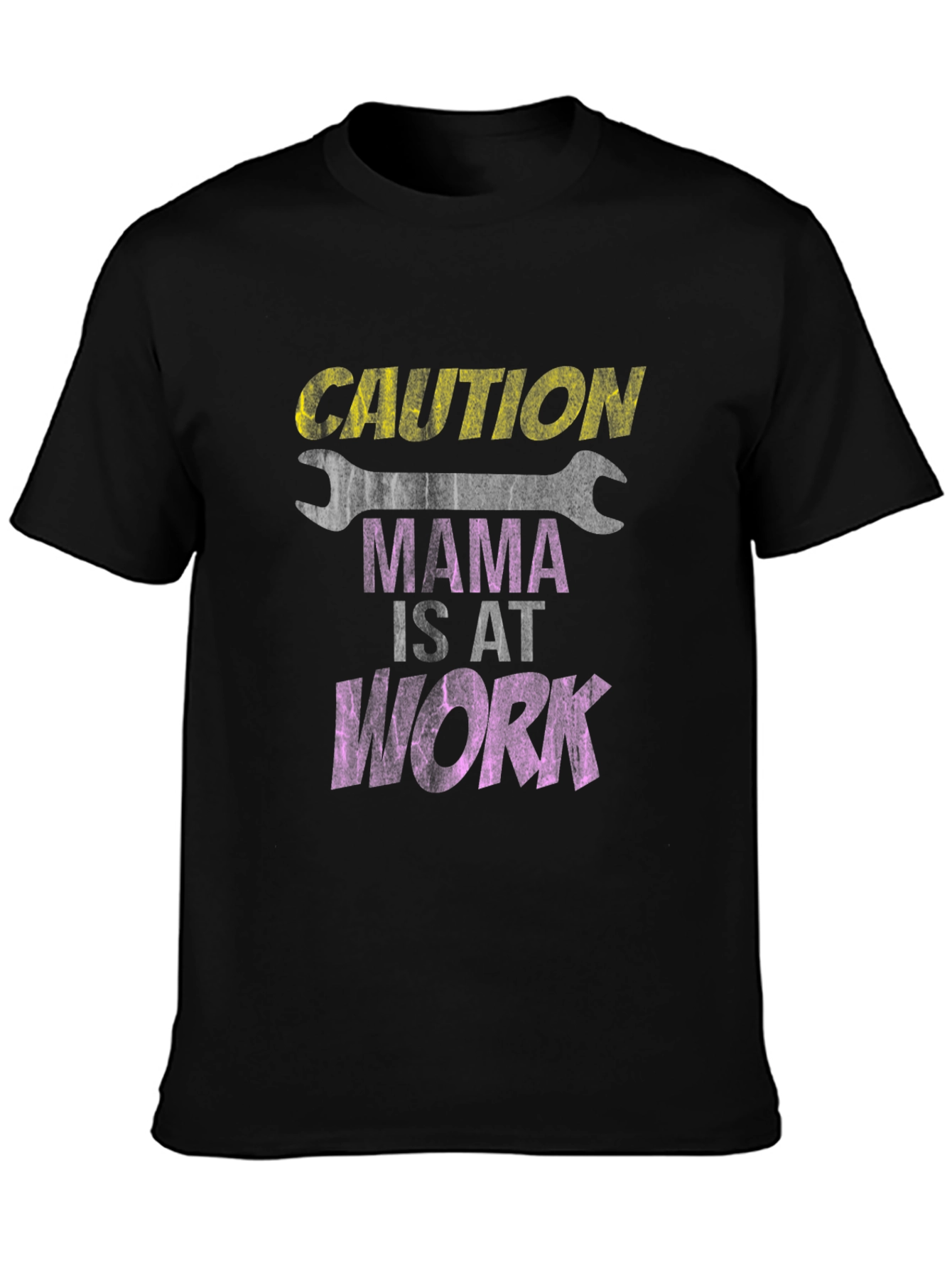Caution Mama At Work Black Graphic Tee