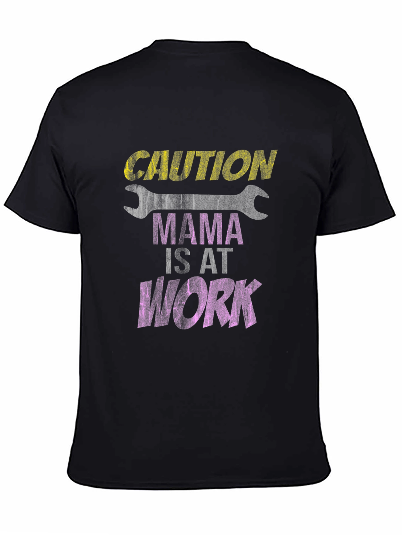 Caution Mama At Work Black Graphic Tee