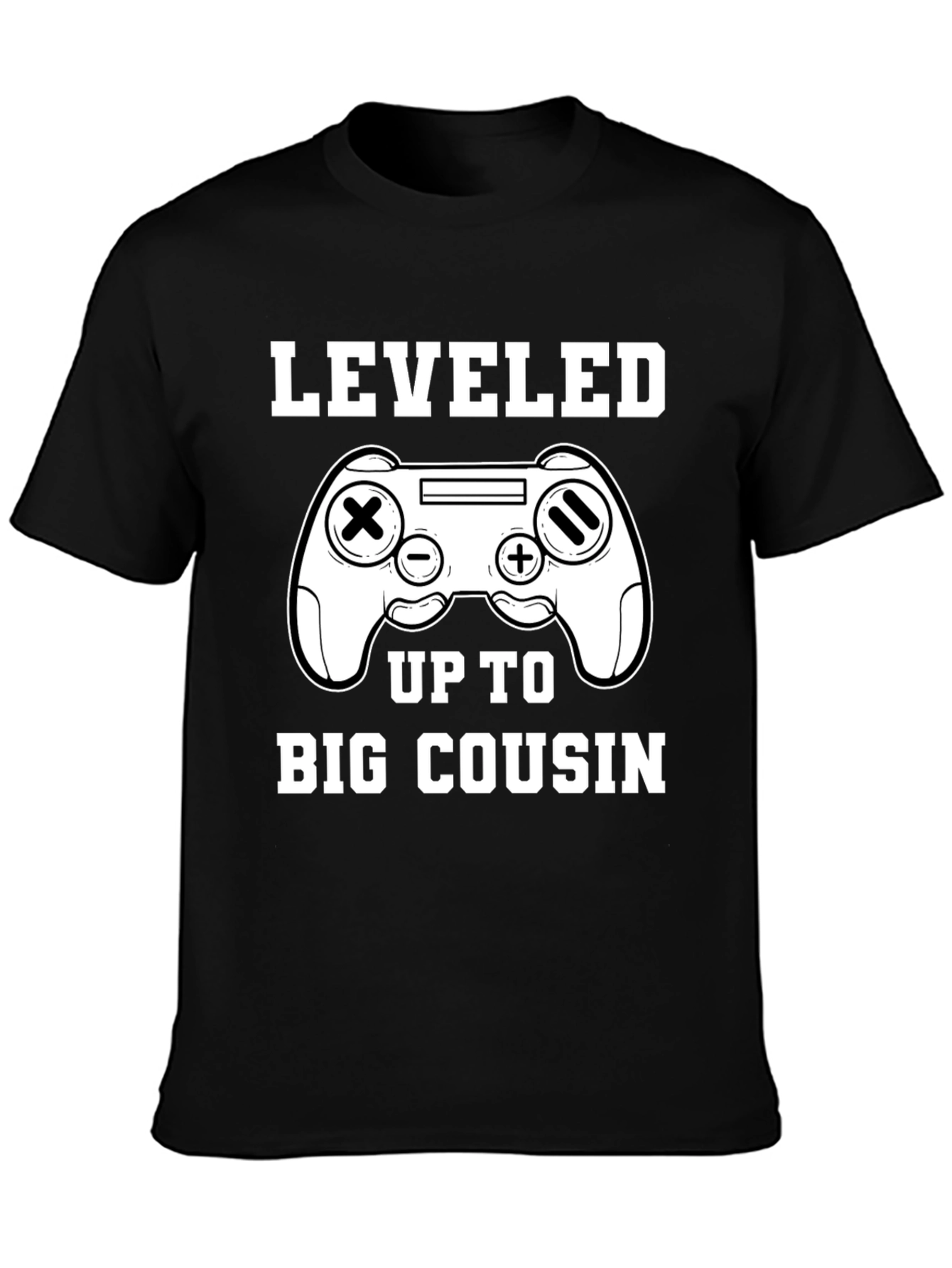 Leveled Up to Big Cousin Black Tee