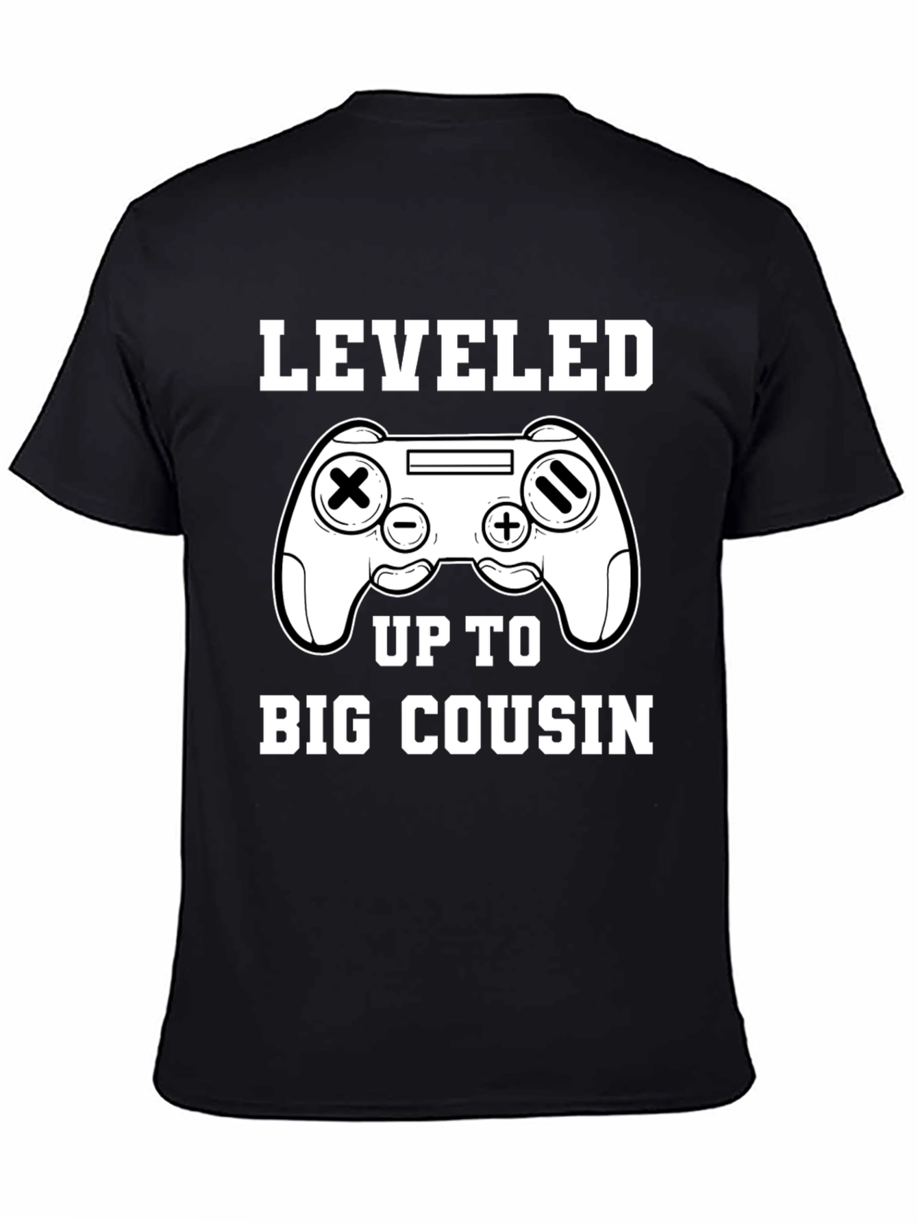 Leveled Up to Big Cousin Black Tee