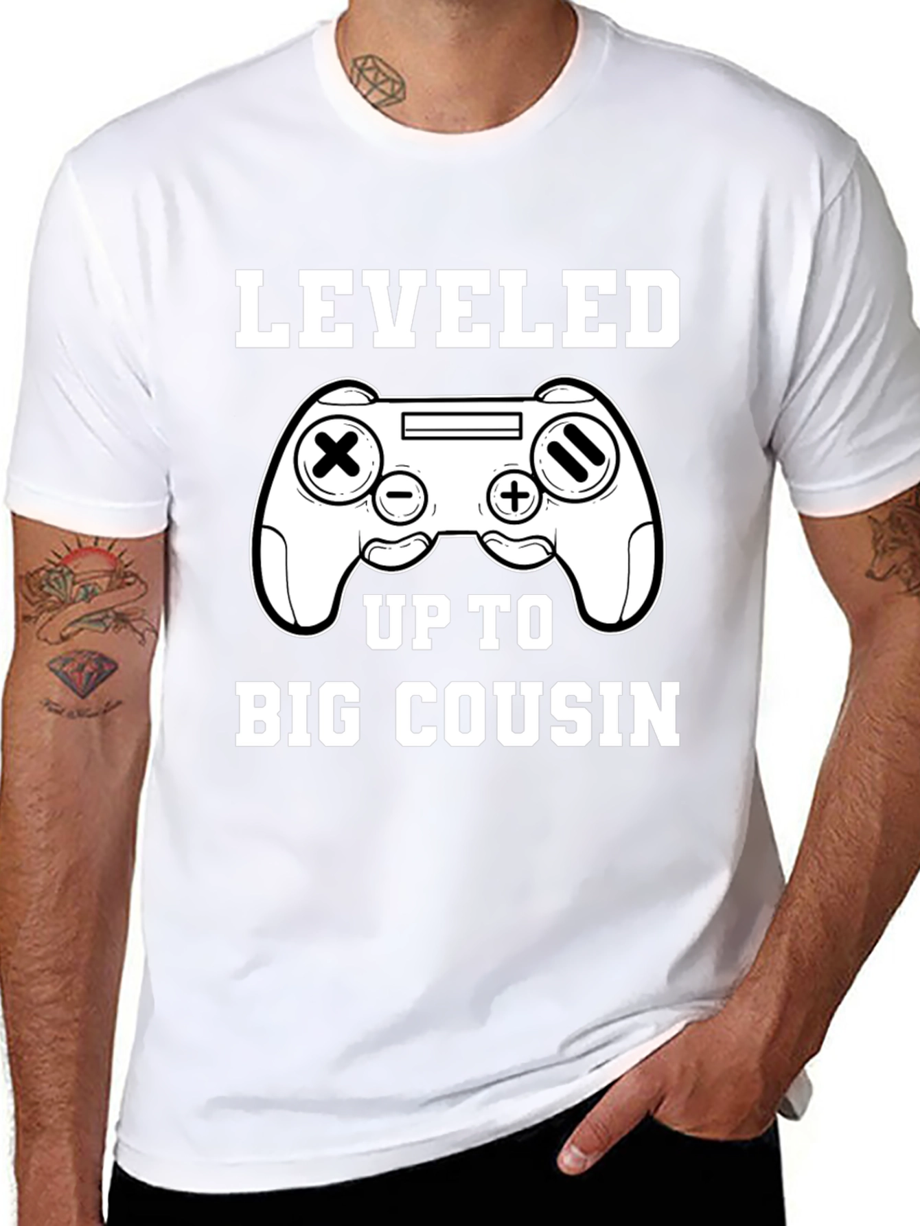 Leveled Up to Big Cousin Black Tee