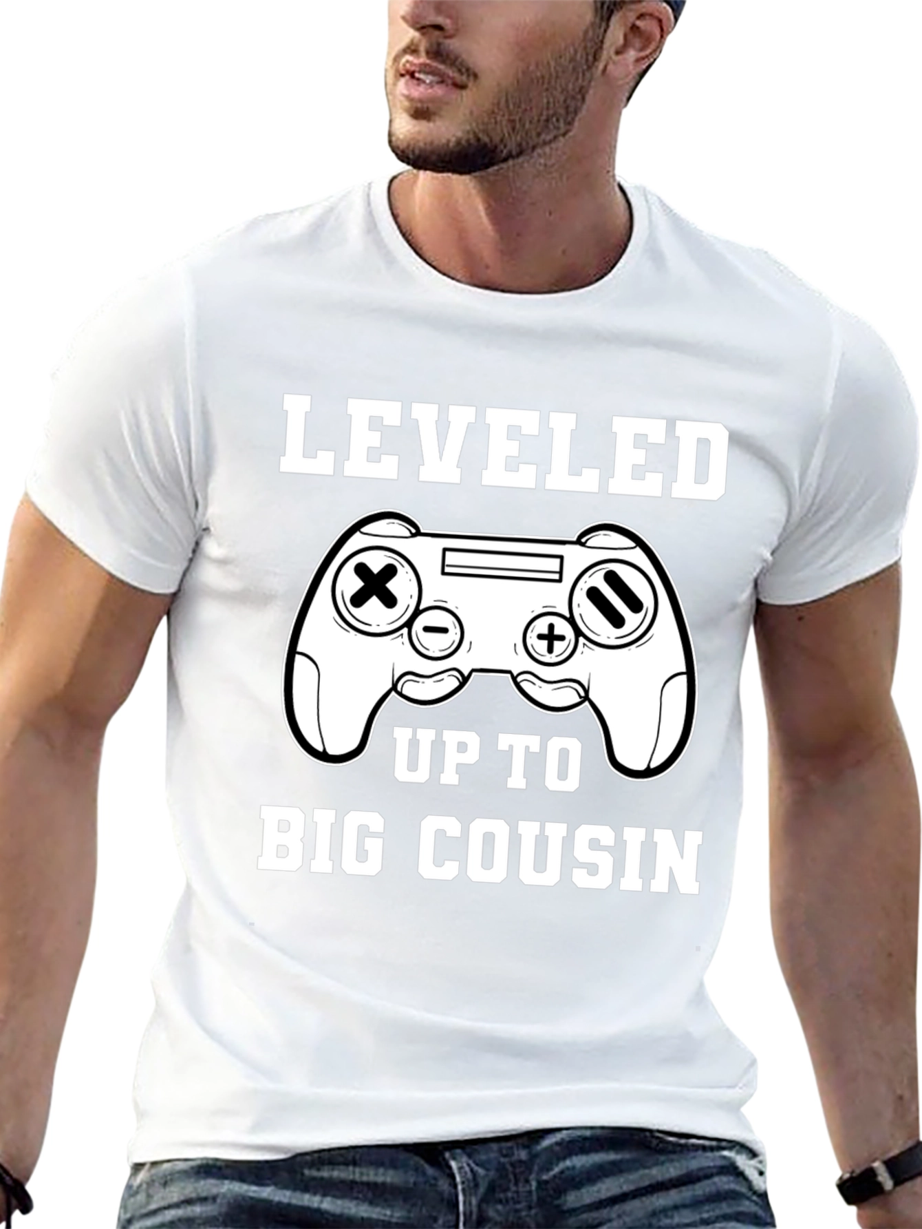 Leveled Up to Big Cousin Black Tee