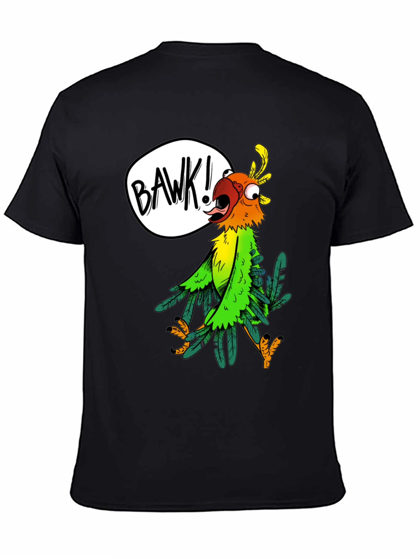 Cartoon Parrot Graphic Tee - BAWK! Design