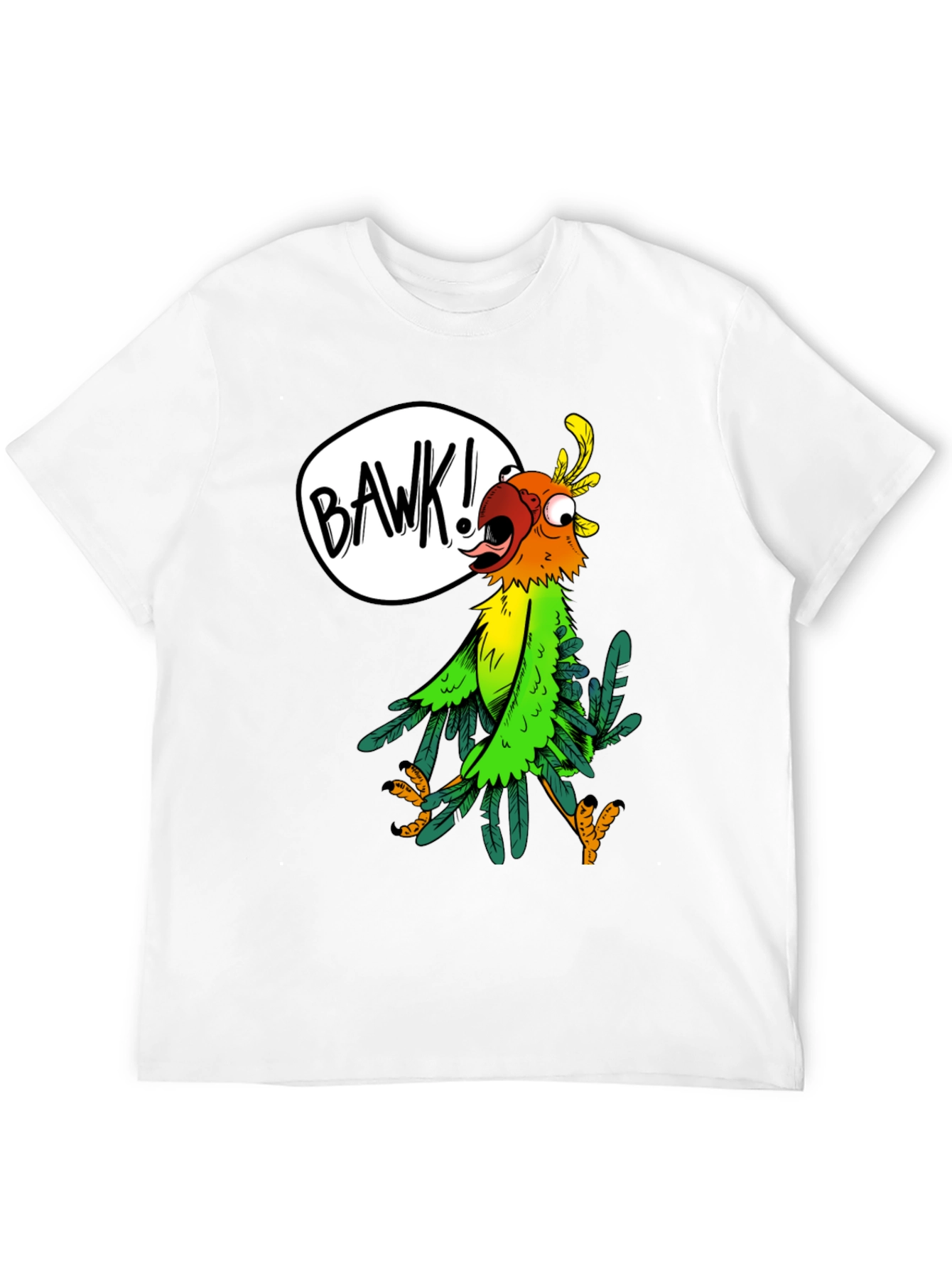 Cartoon Parrot Graphic Tee - BAWK! Design