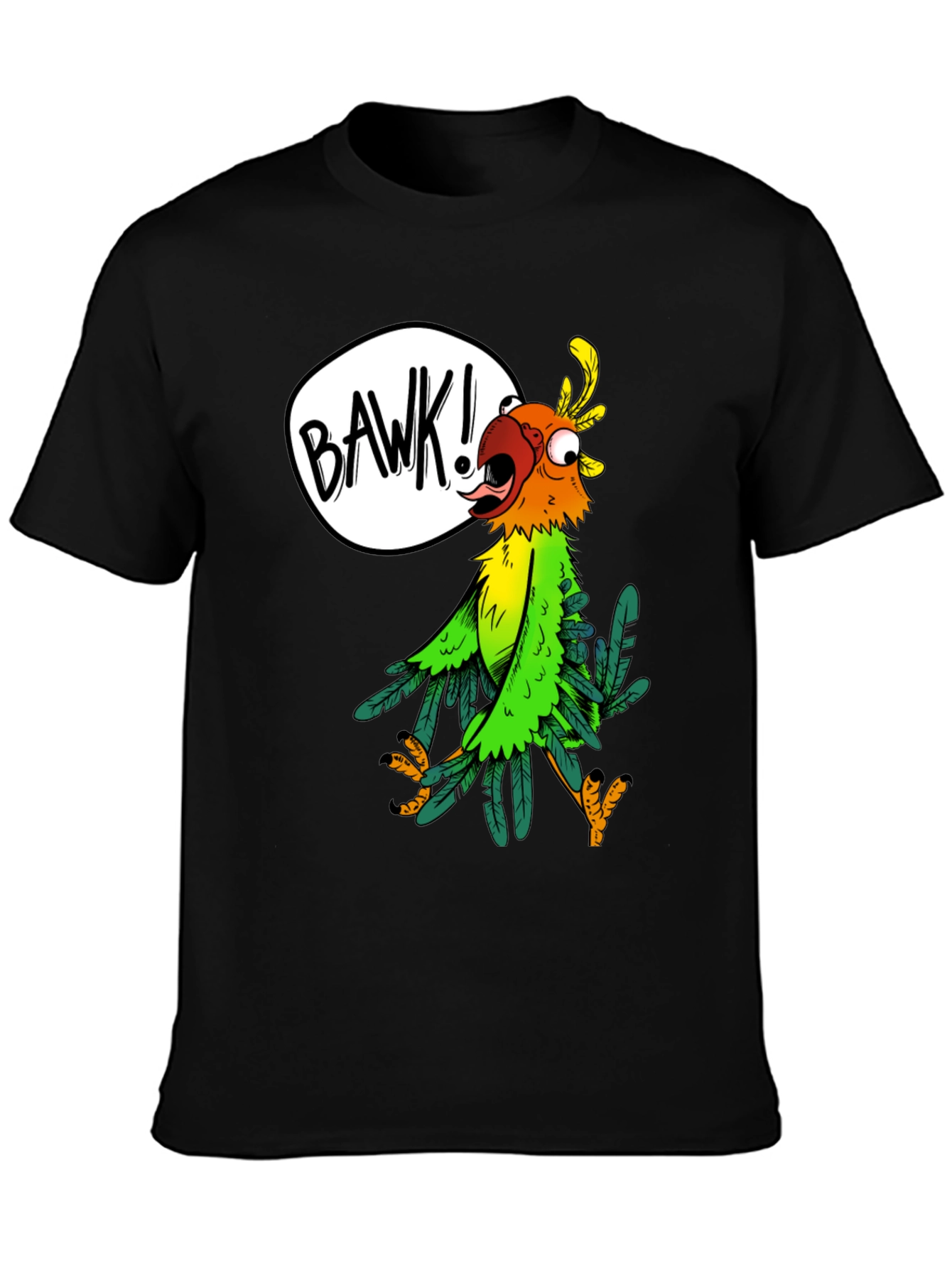 Cartoon Parrot Graphic Tee - BAWK! Design