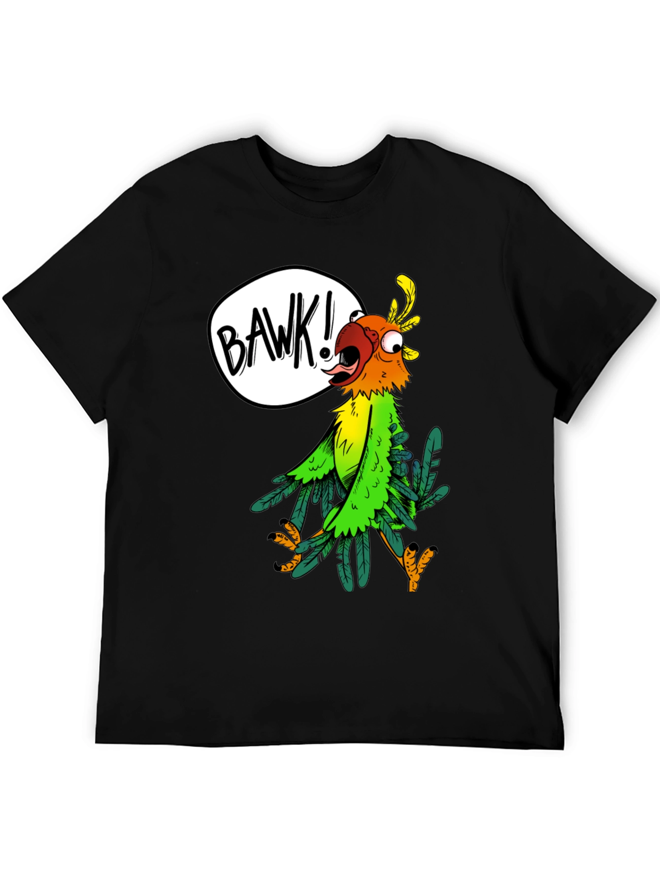 Cartoon Parrot Graphic Tee - BAWK! Design