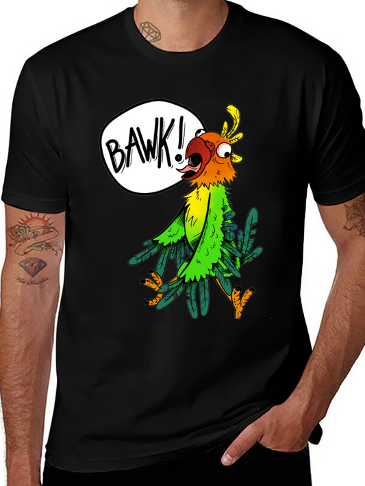 Cartoon Parrot Graphic Tee - BAWK! Design