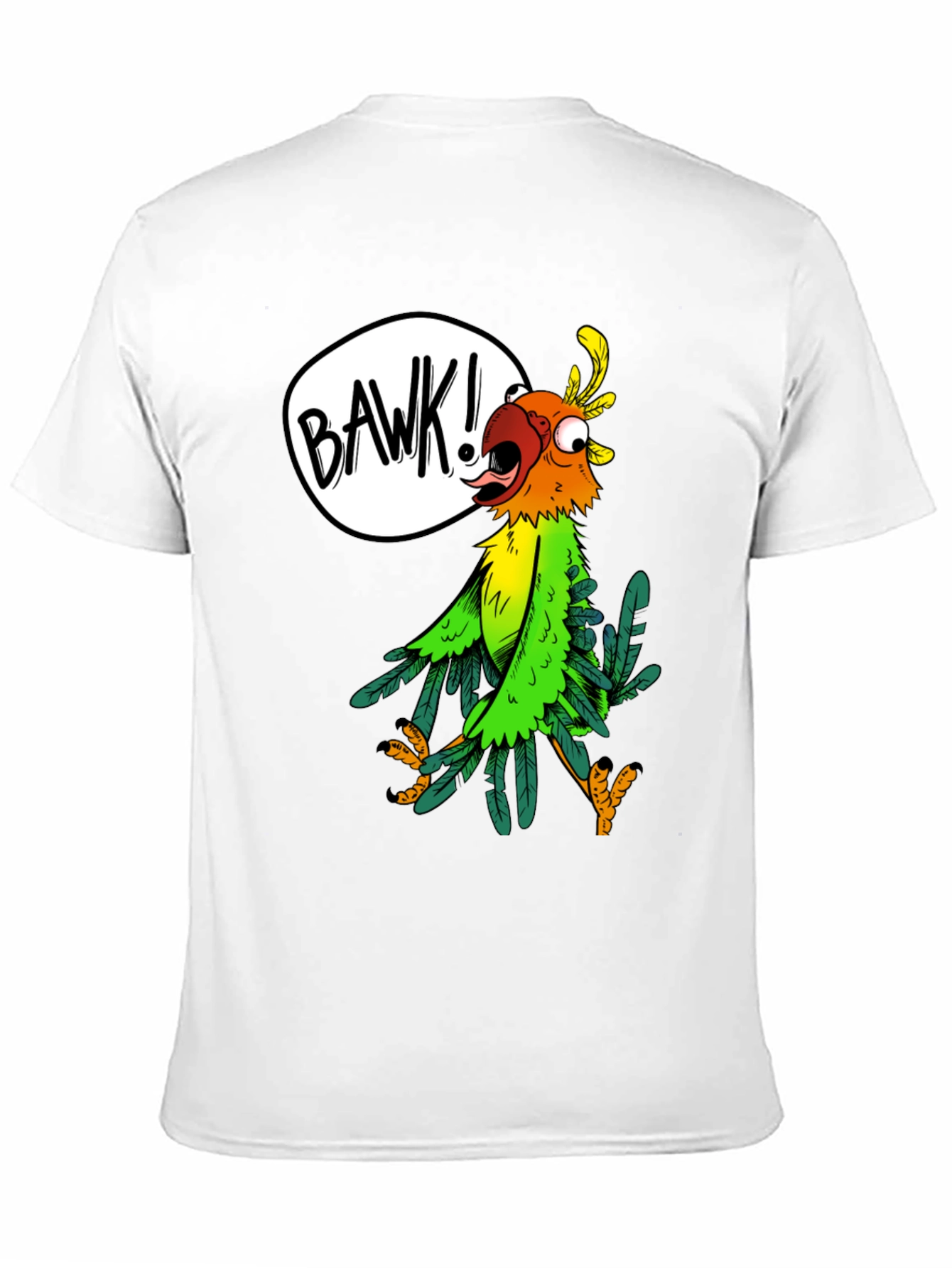 Cartoon Parrot Graphic Tee - BAWK! Design