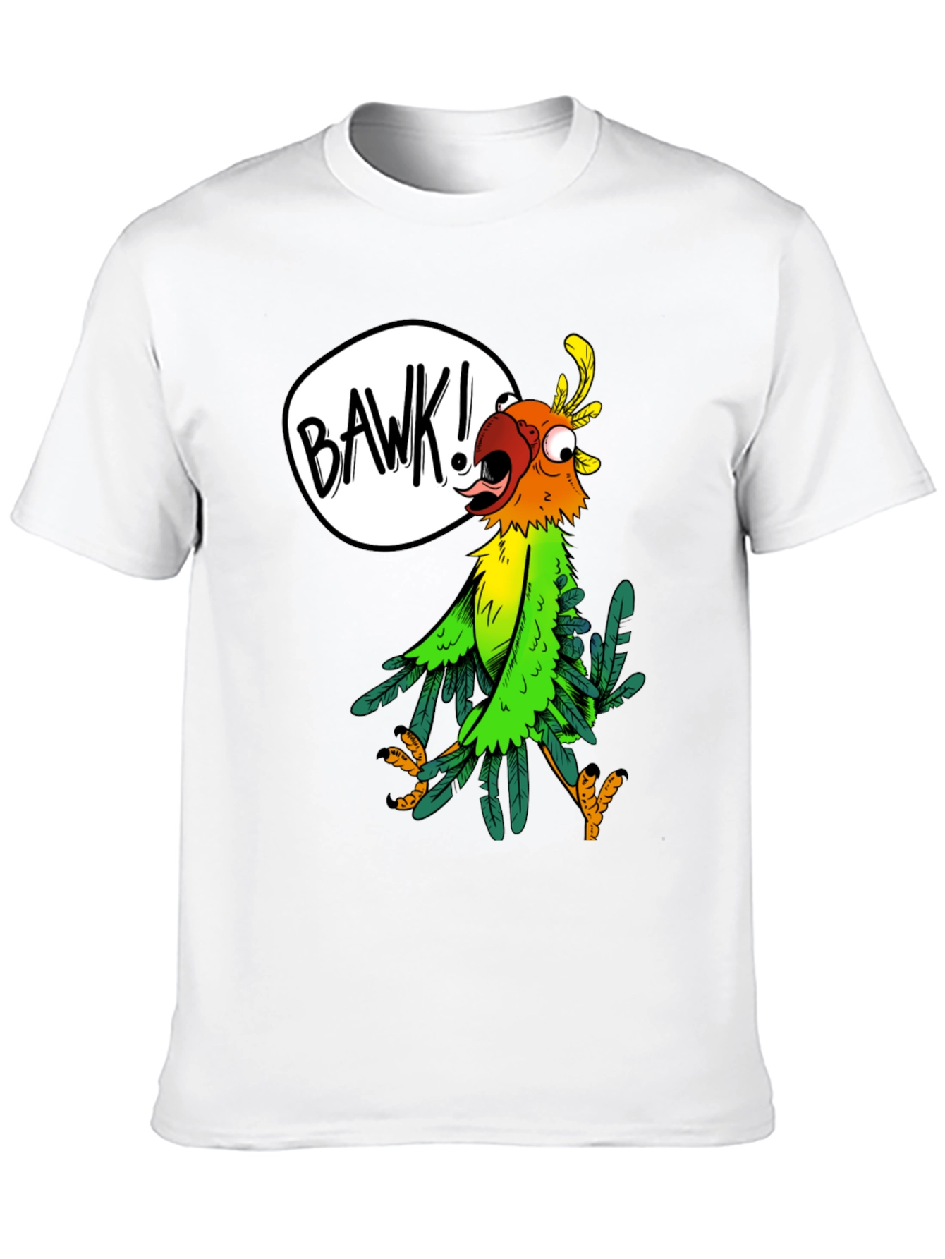 Cartoon Parrot Graphic Tee - BAWK! Design