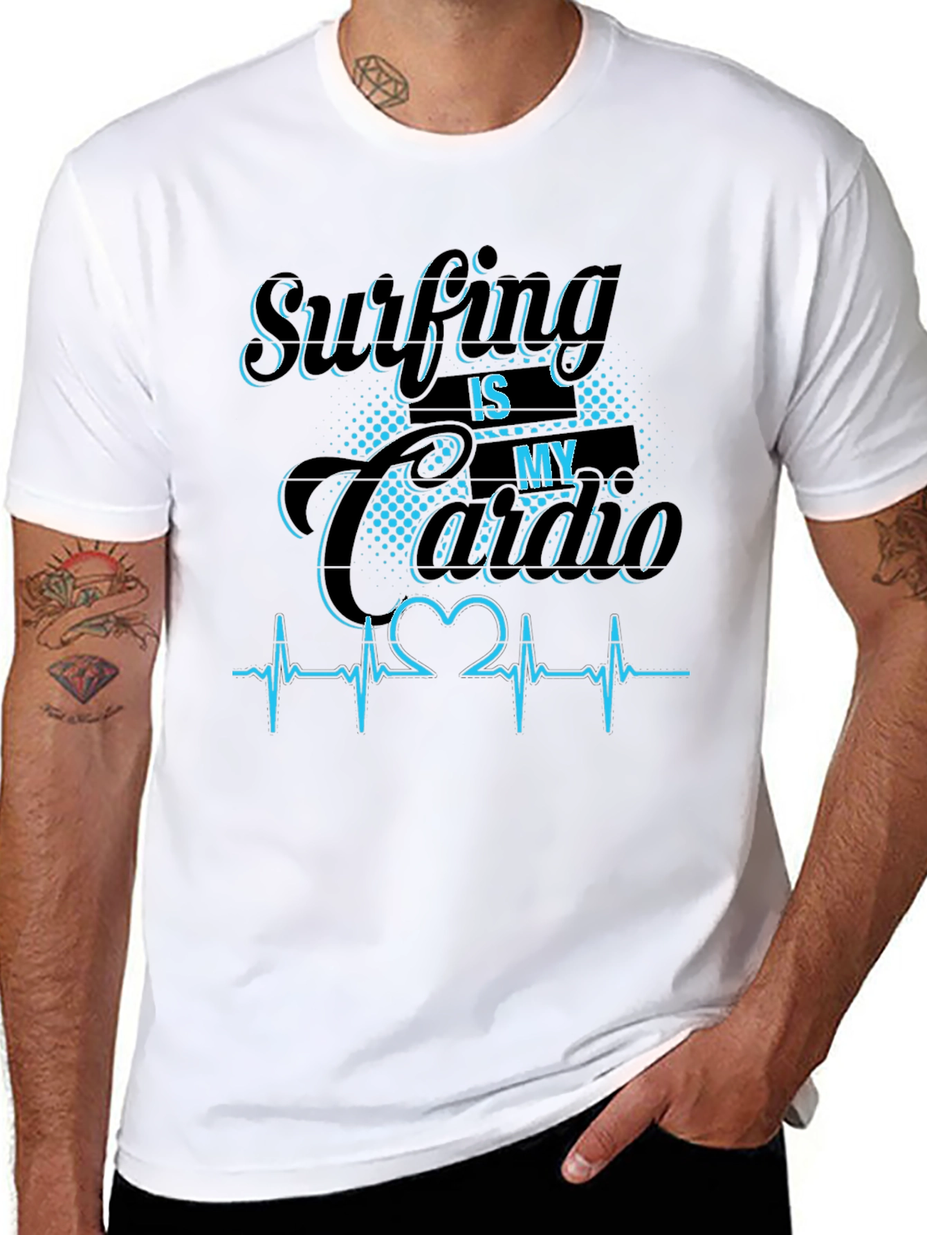 Surfing Is My Cardio Graphic Tee - Black