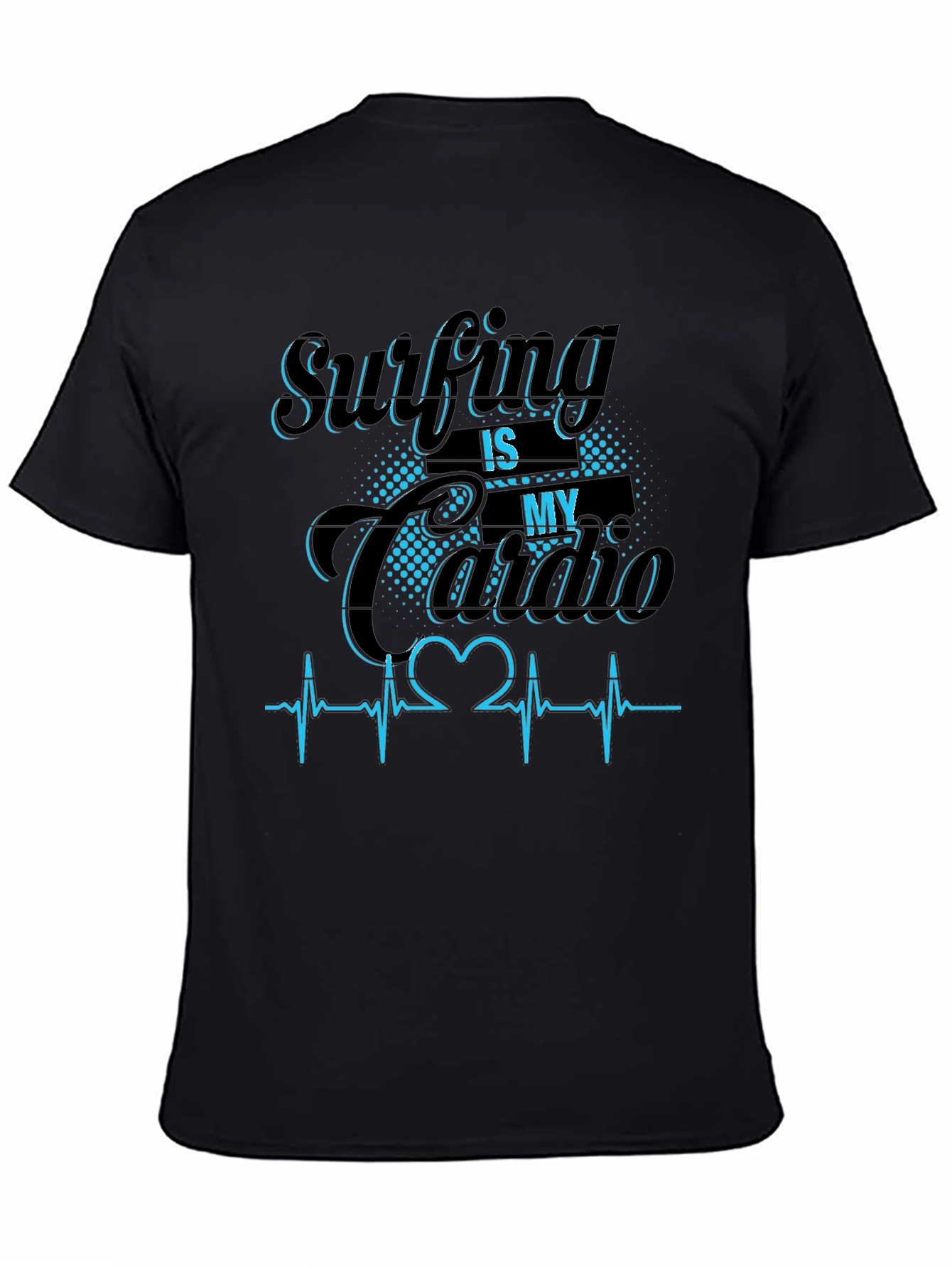 Surfing Is My Cardio Graphic Tee - Black