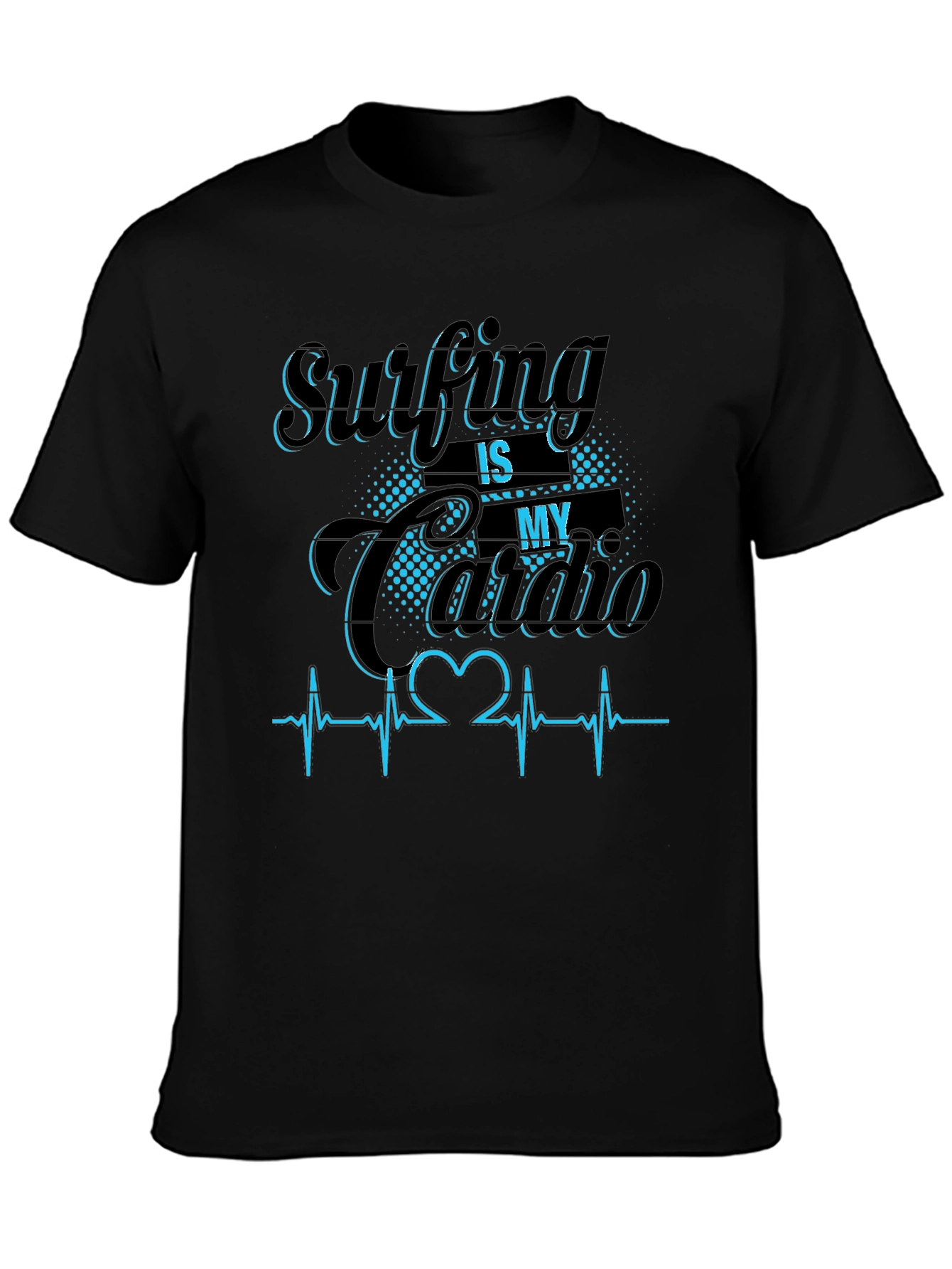 Surfing Is My Cardio Graphic Tee - Black