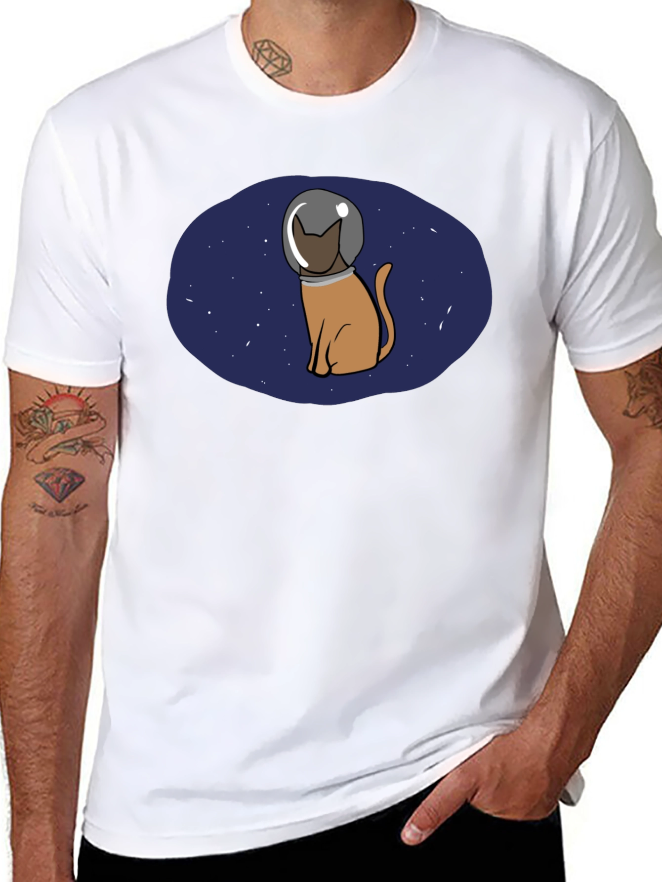 Astronaut Cat Graphic T-Shirt - Space Lover Tee