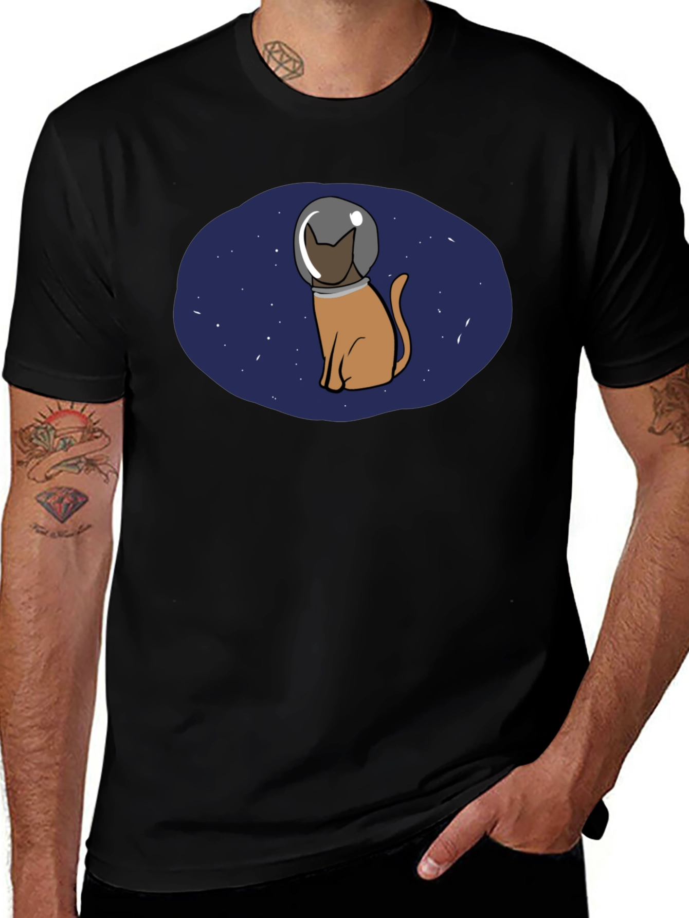 Astronaut Cat Graphic T-Shirt - Space Lover Tee
