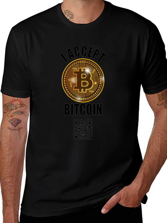 I Accept Bitcoin Black Graphic Tee
