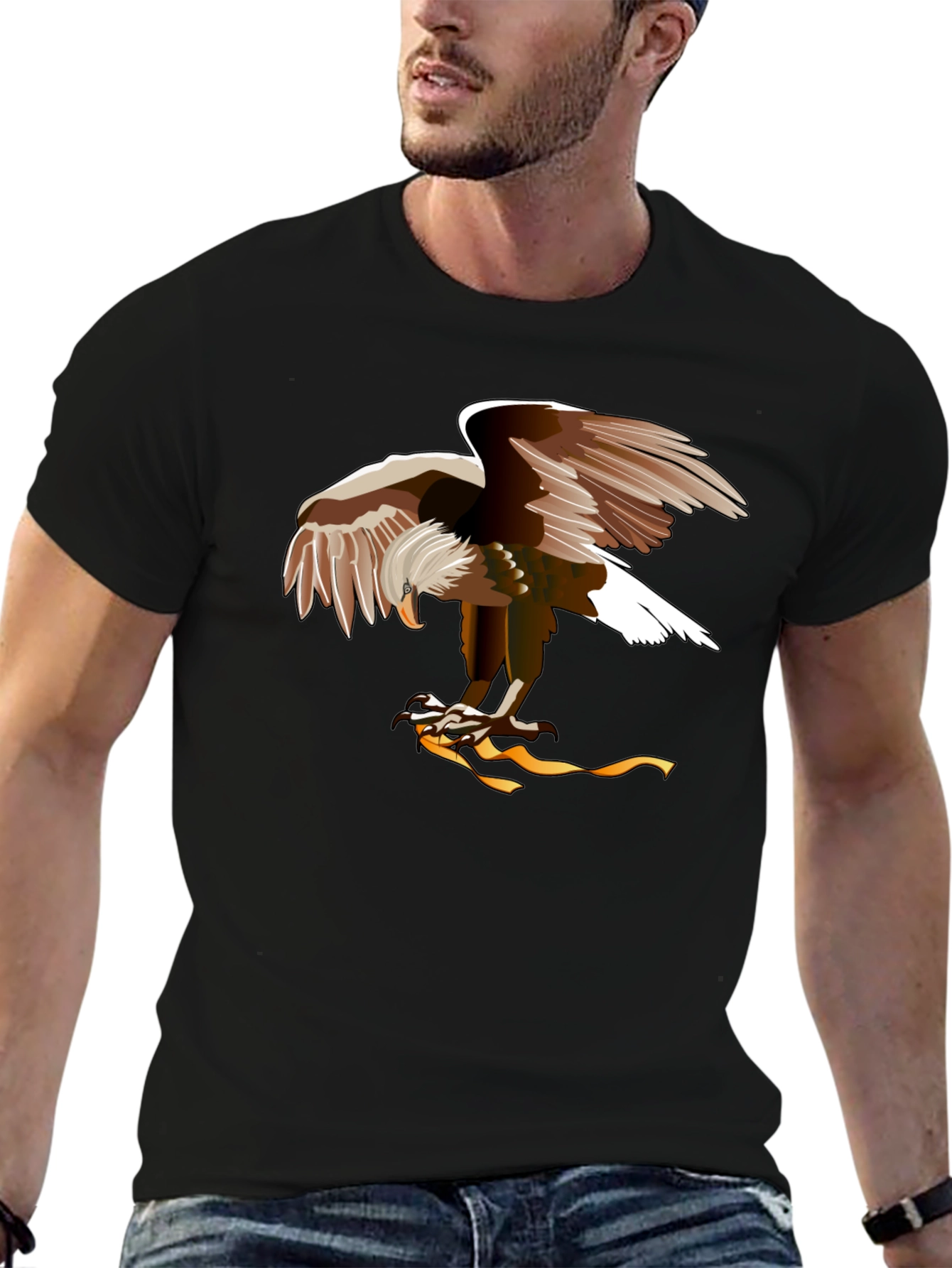 Eagle Graphic Print Black T-Shirt