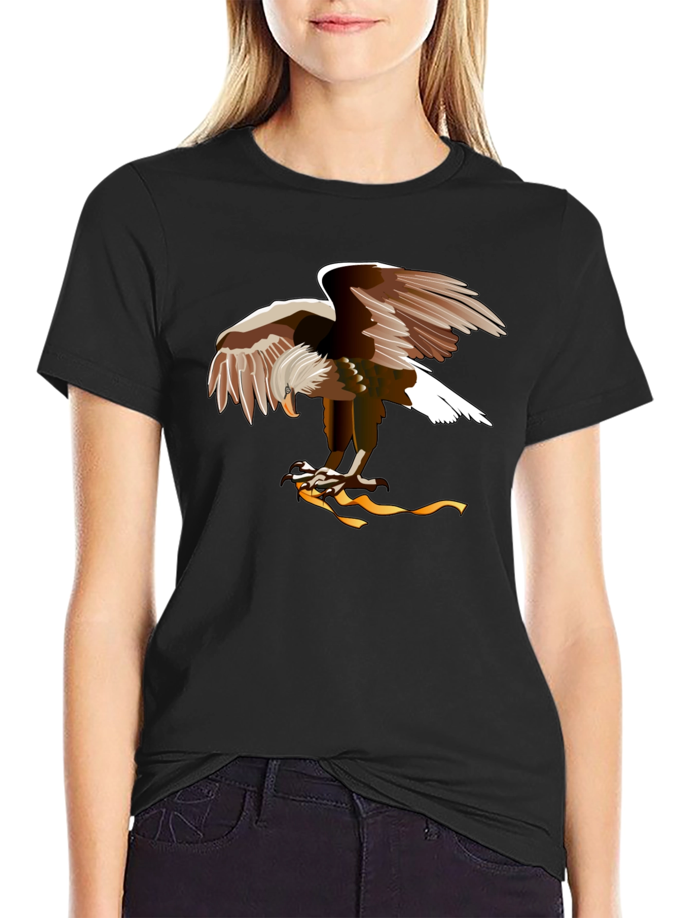 Eagle Graphic Print Black T-Shirt