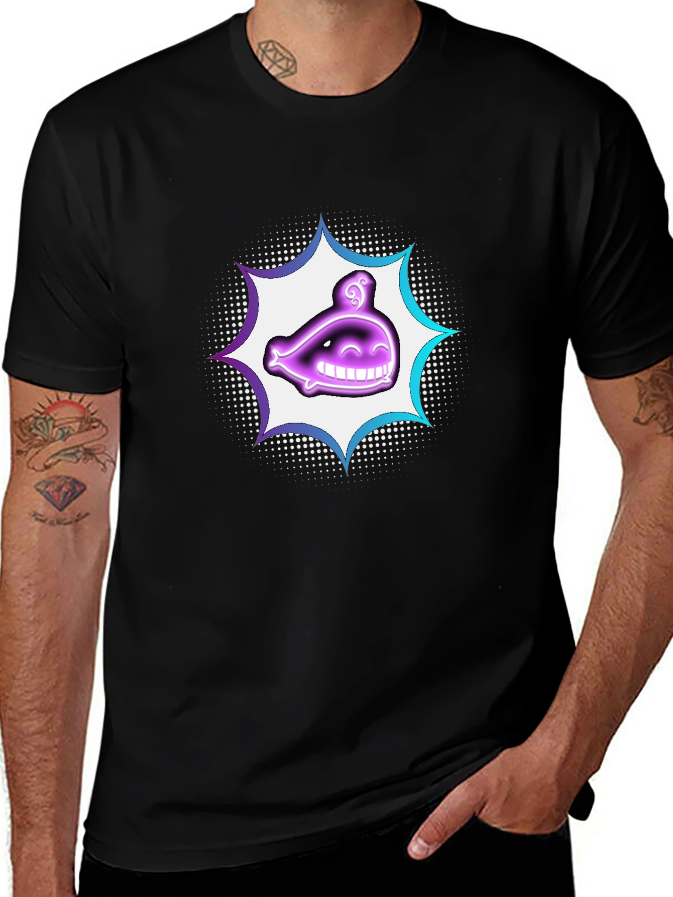 Smiling Ghost Graphic T-Shirt - Black