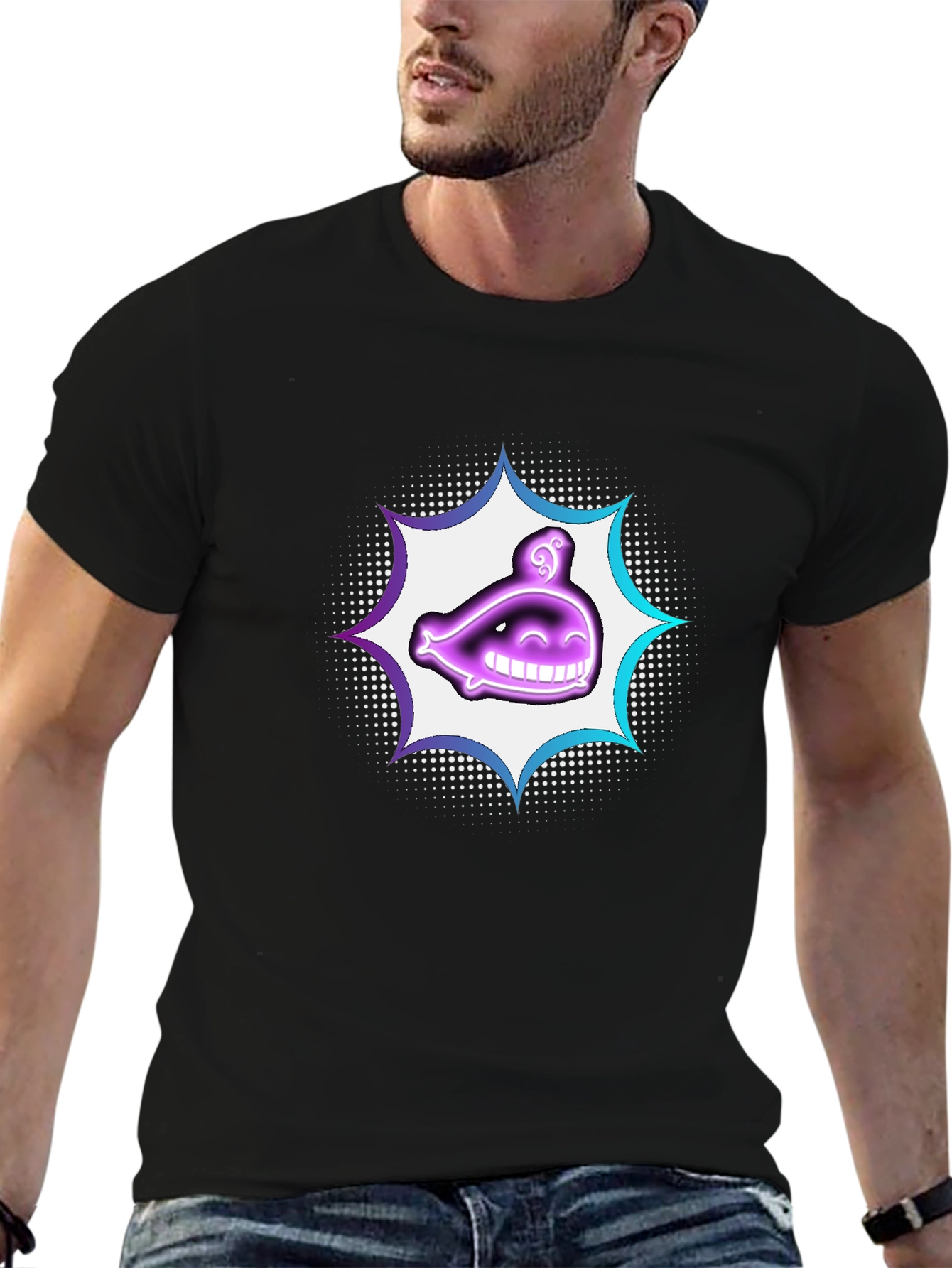 Smiling Ghost Graphic T-Shirt - Black