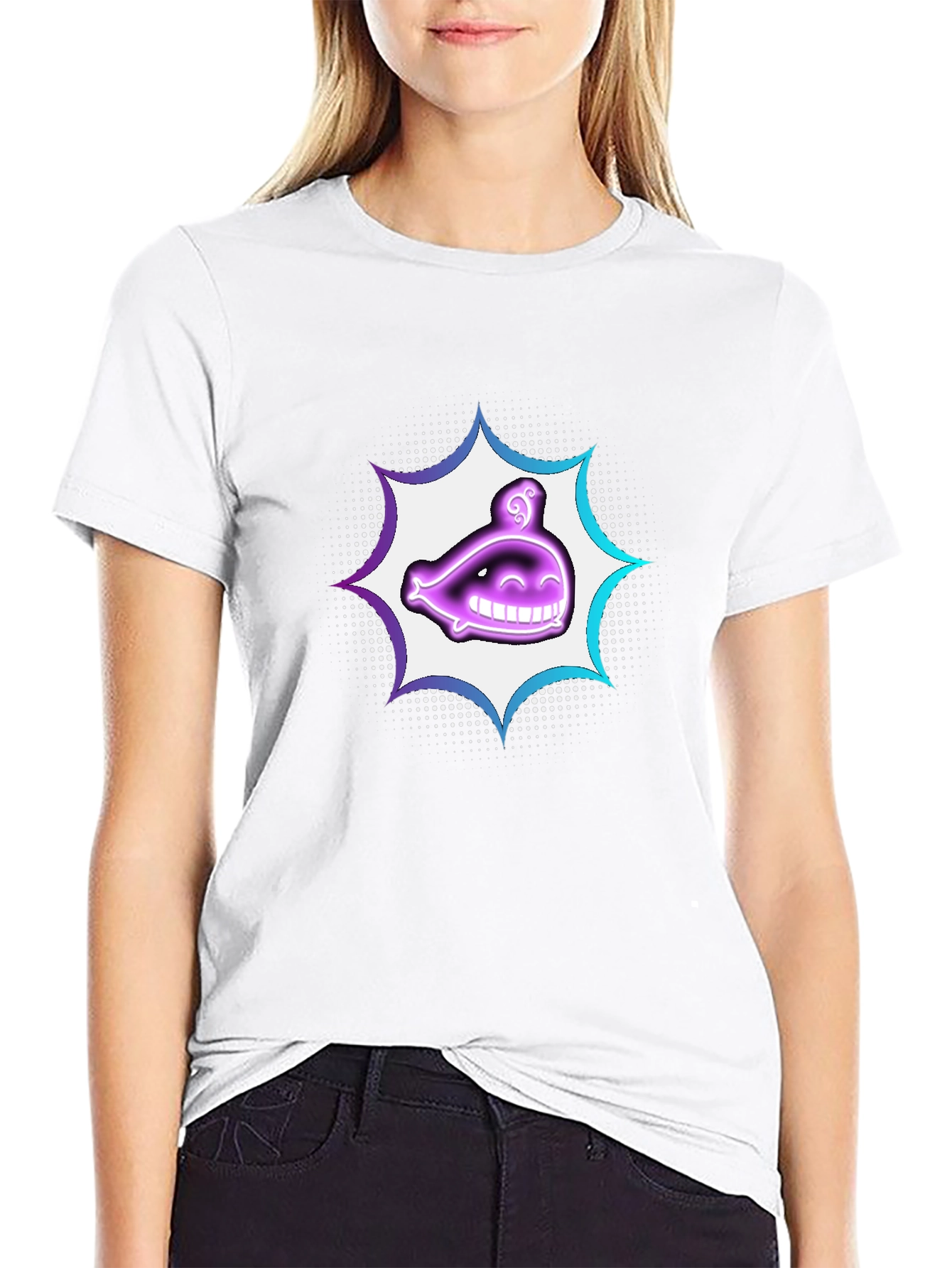 Smiling Ghost Graphic T-Shirt - Black