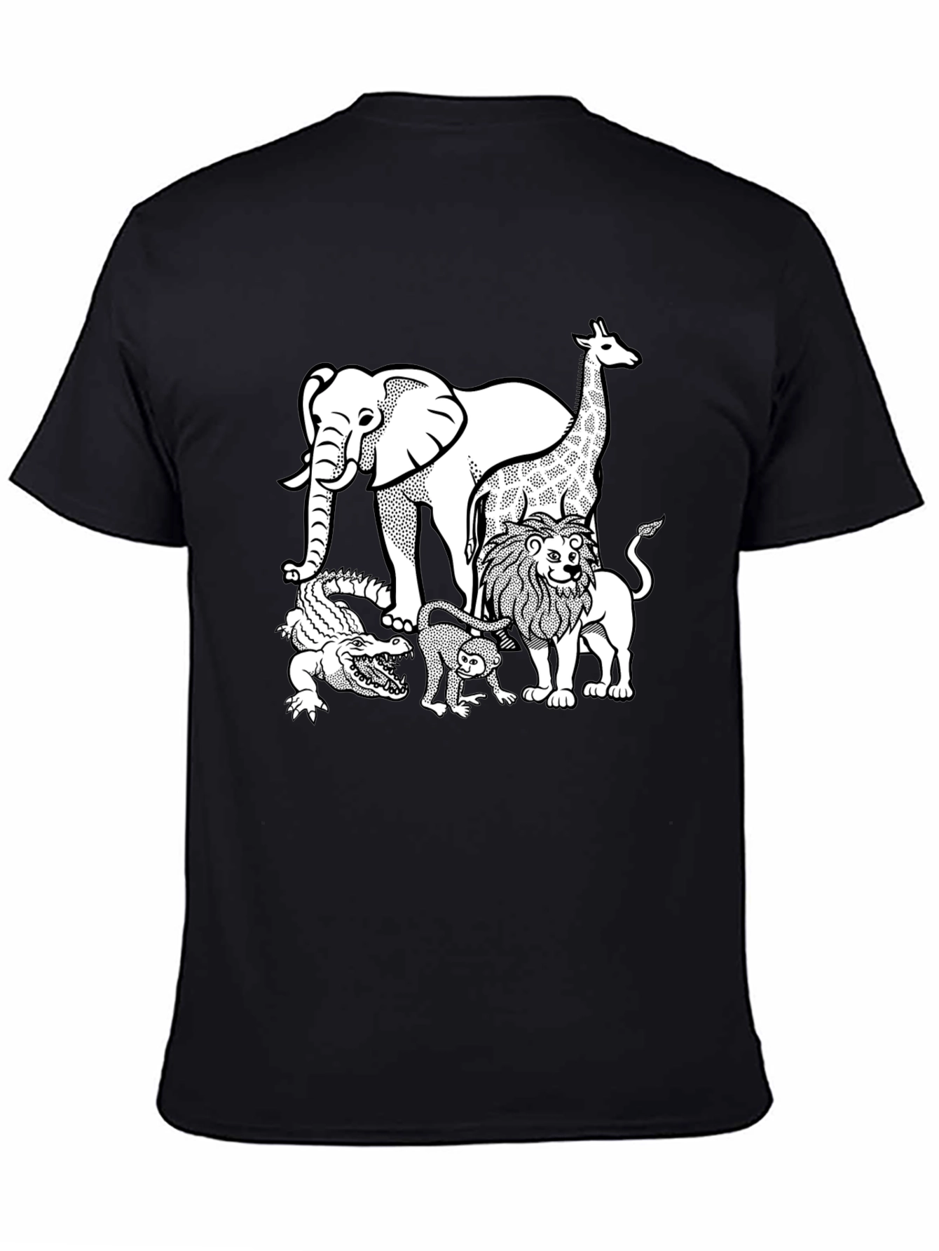 Safari Animal Graphic Tee - Black Cotton Shirt