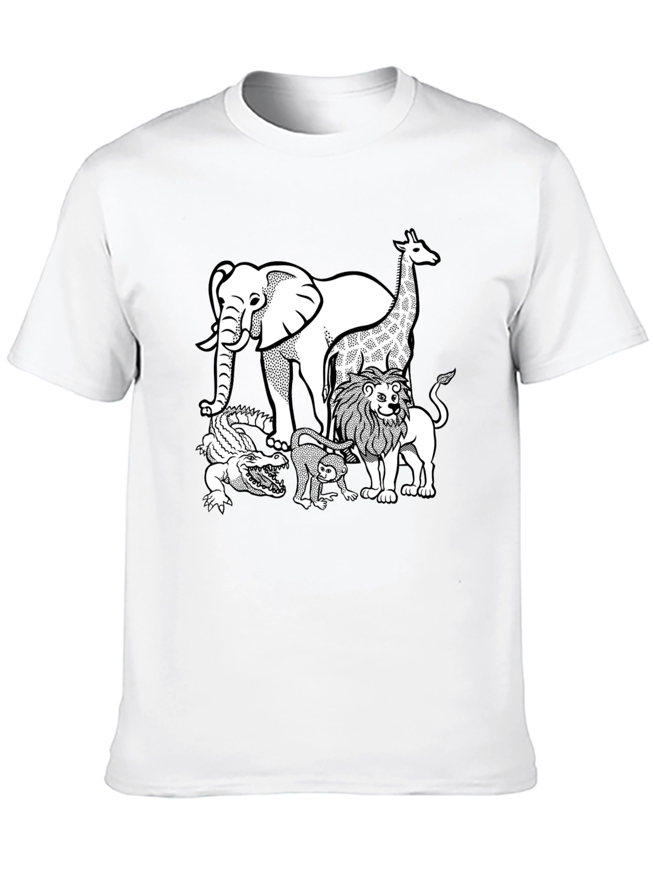Safari Animal Graphic Tee - Black Cotton Shirt