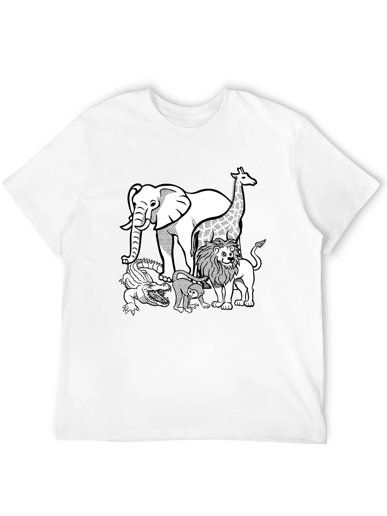 Safari Animal Graphic Tee - Black Cotton Shirt