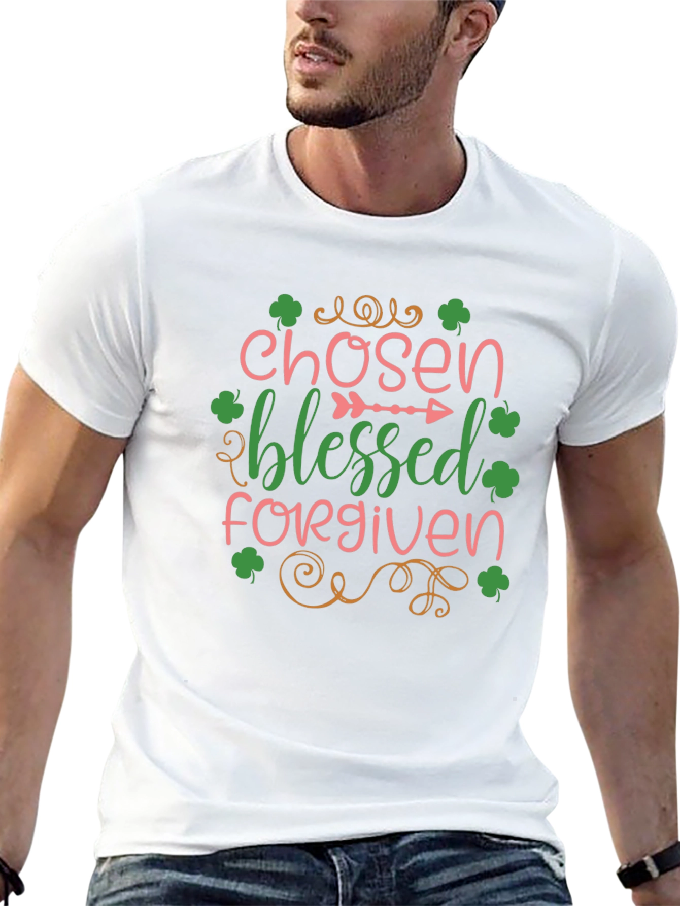 Chosen Blessed Forgiven St. Patricks Day Graphic Tee