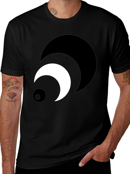 Abstract Crescent Moon Graphic Tee - Black