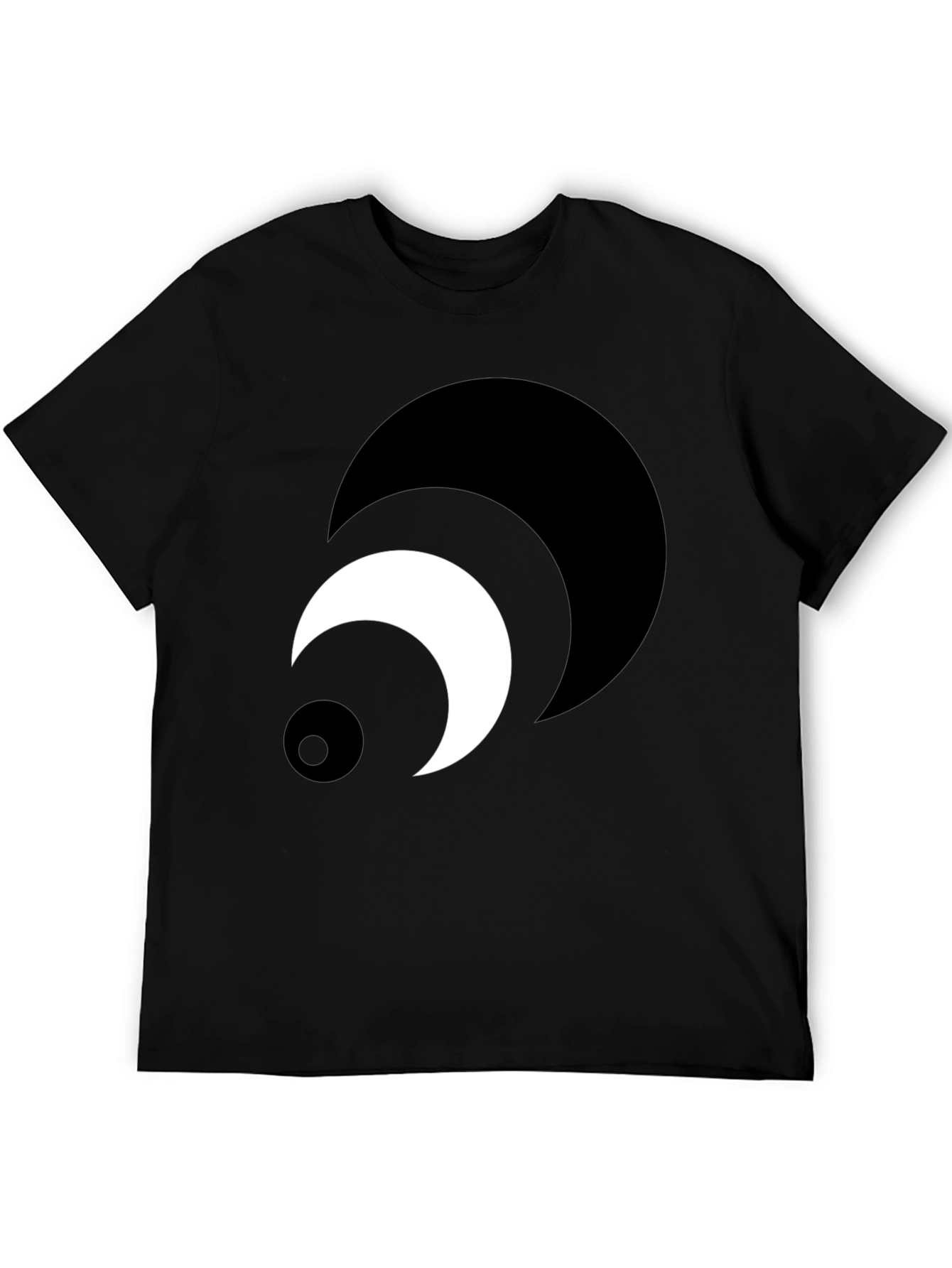 Abstract Crescent Moon Graphic Tee - Black
