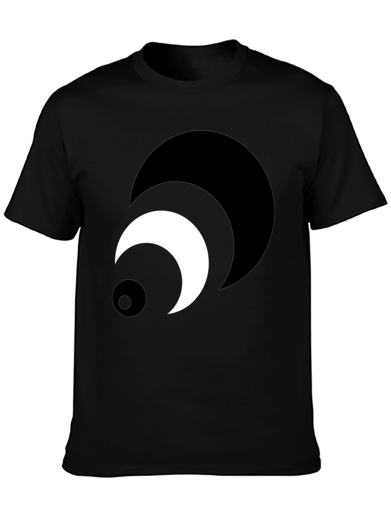 Abstract Crescent Moon Graphic Tee - Black