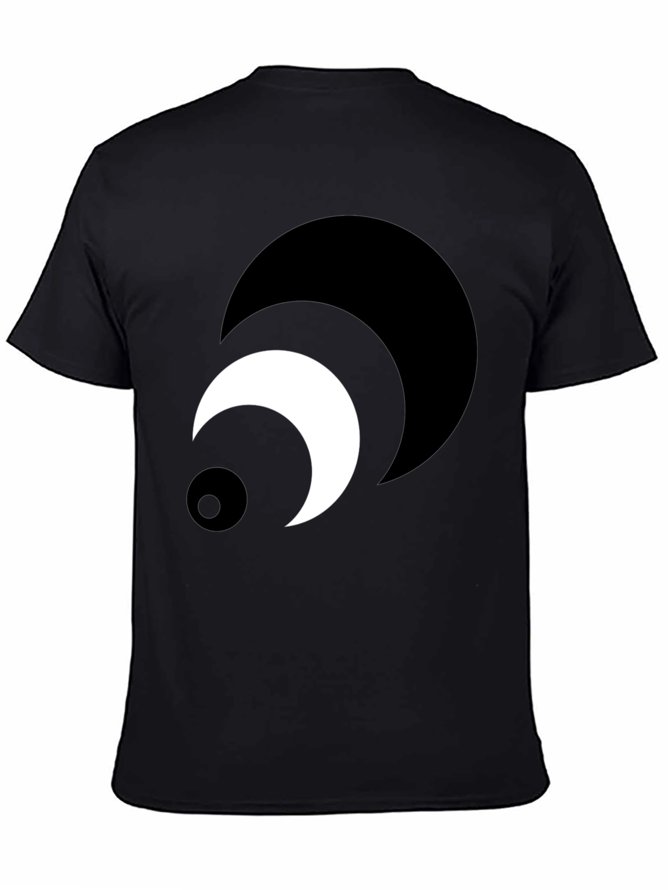Abstract Crescent Moon Graphic Tee - Black
