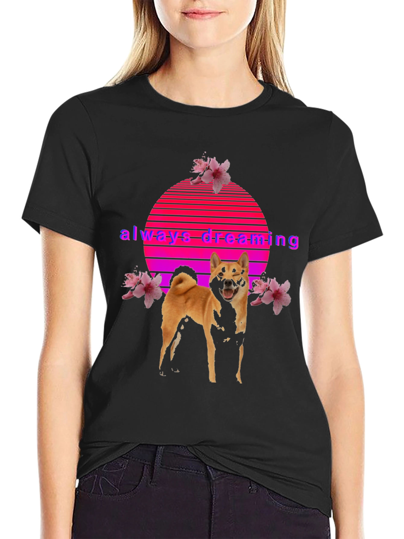 Always Dreaming Shiba Inu Graphic Tee - Black