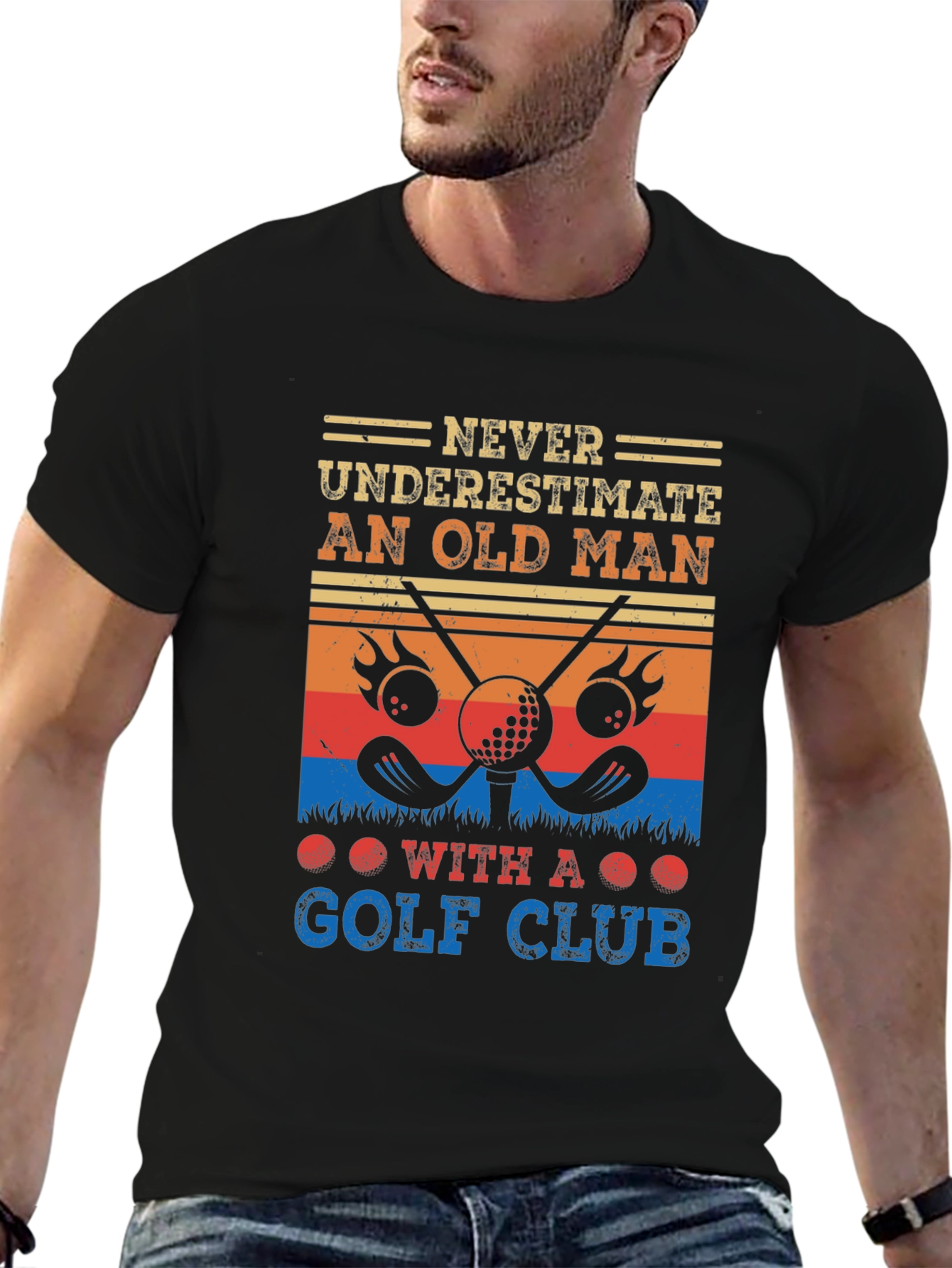 Never Underestimate Old Man Golf T-Shirt