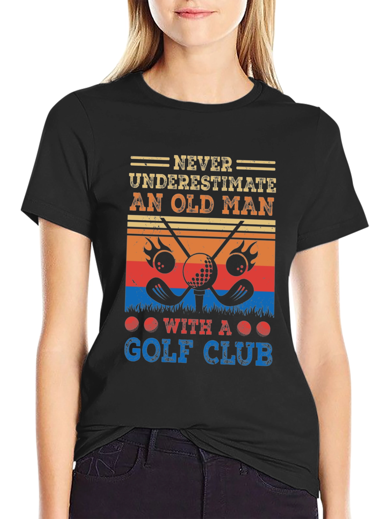 Never Underestimate Old Man Golf T-Shirt