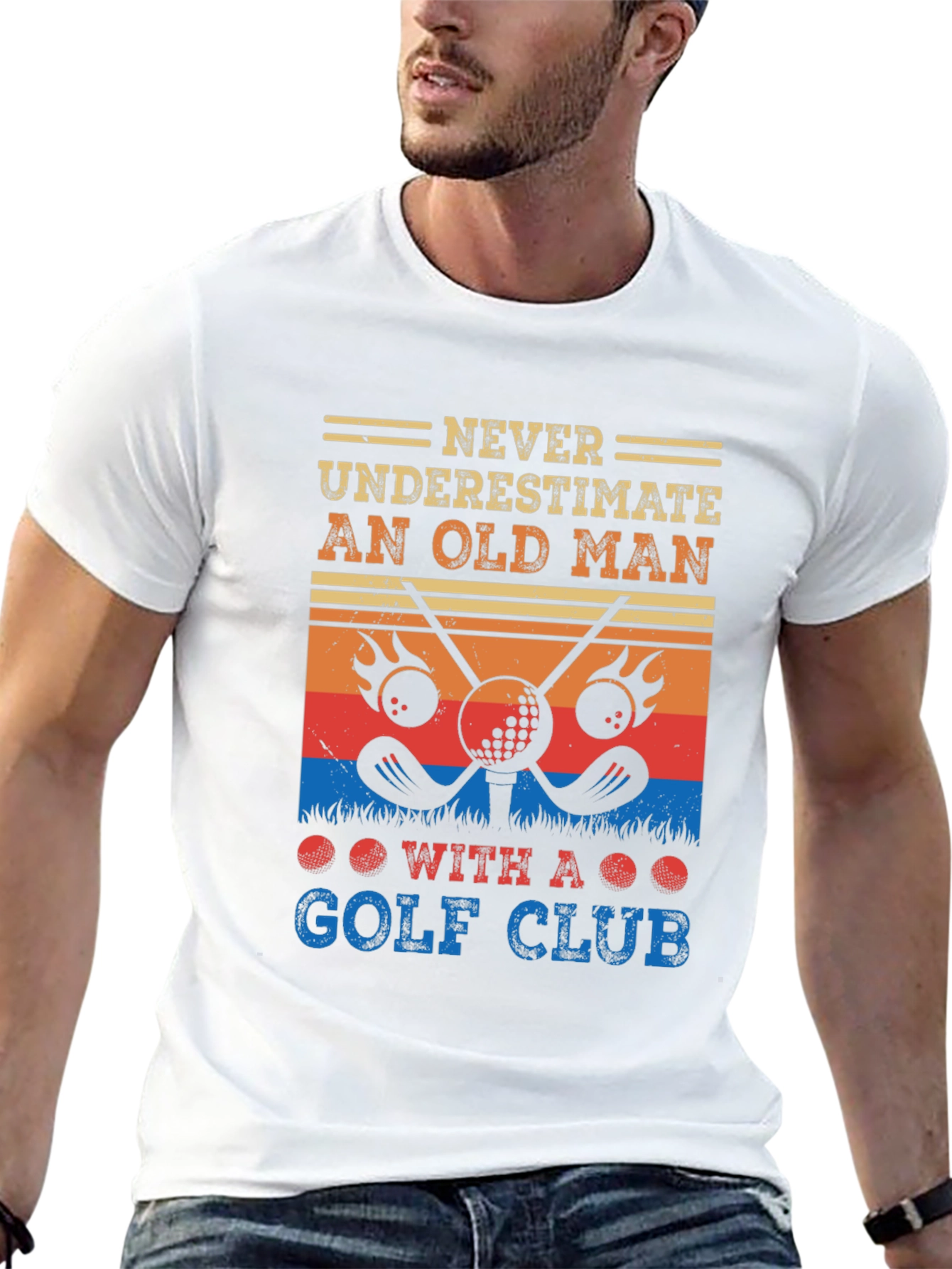 Never Underestimate Old Man Golf T-Shirt