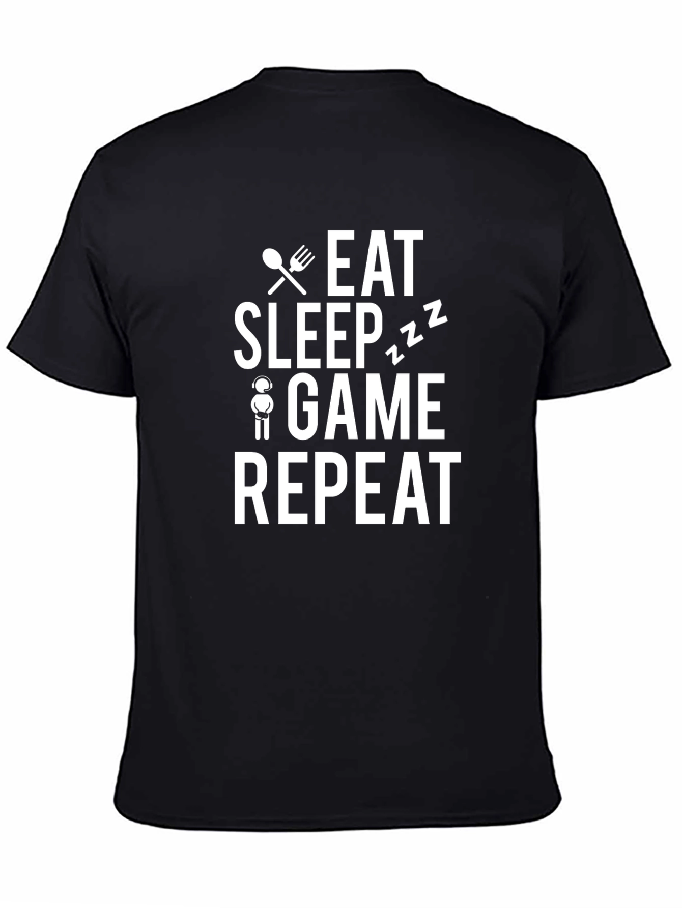 Eat Sleep Game Repeat Black T-Shirt