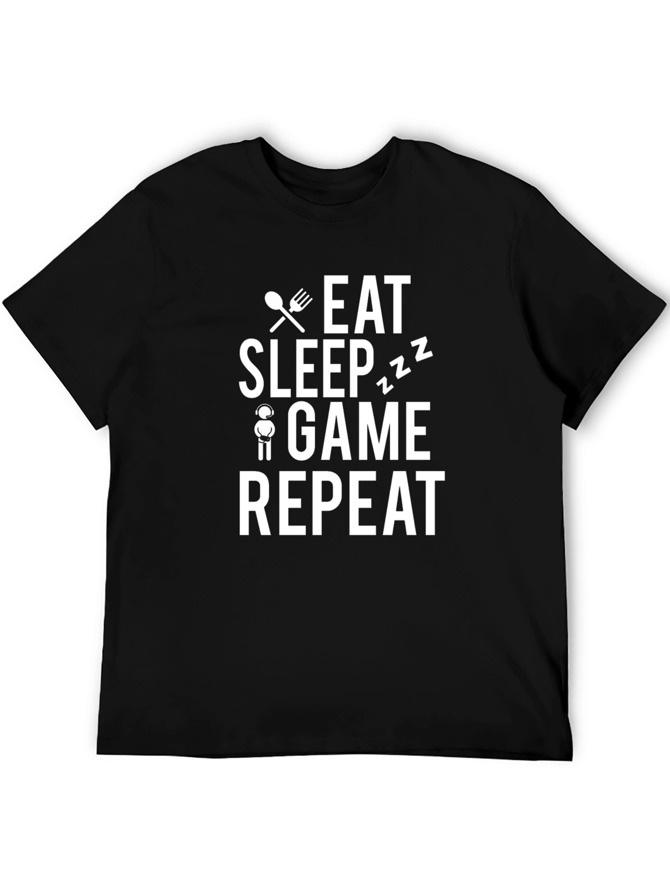 Eat Sleep Game Repeat Black T-Shirt