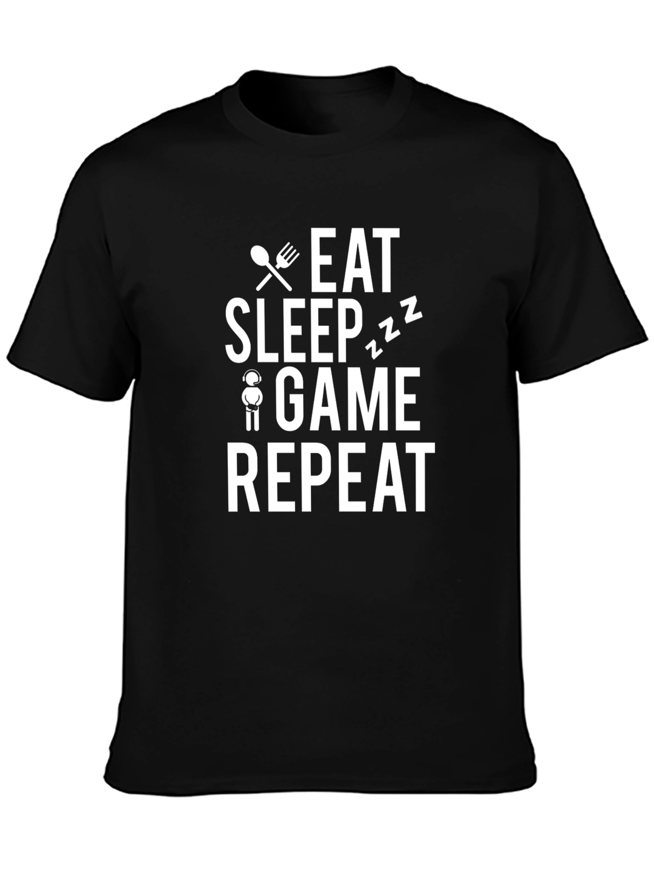 Eat Sleep Game Repeat Black T-Shirt