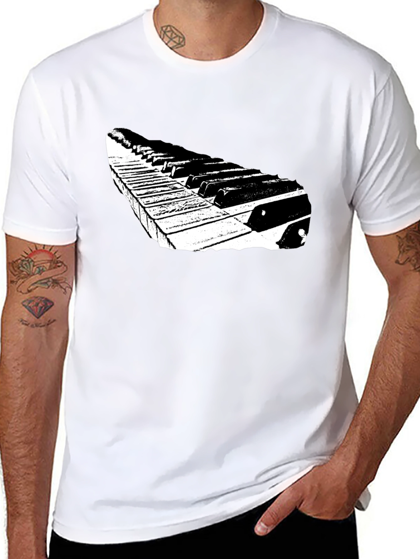 Piano Keys Graphic Tee - Black Casual T-Shirt