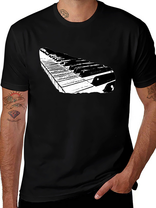 Piano Keys Graphic Tee - Black Casual T-Shirt