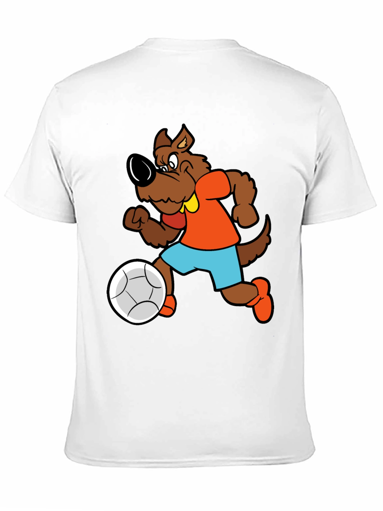 Cartoon Dog Playing Soccer Black T-Shirt