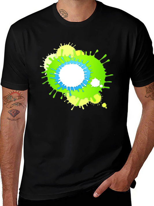 Abstract Splatter Graphic Black T-Shirt