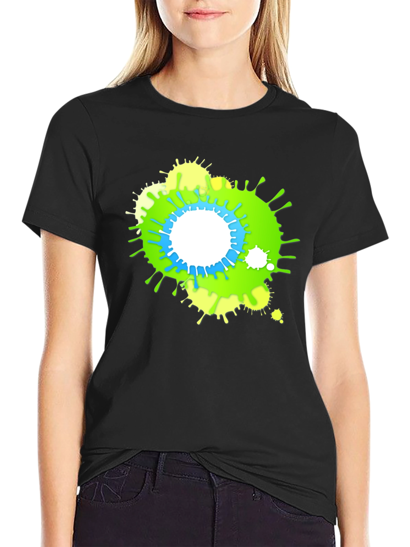 Abstract Splatter Graphic Black T-Shirt