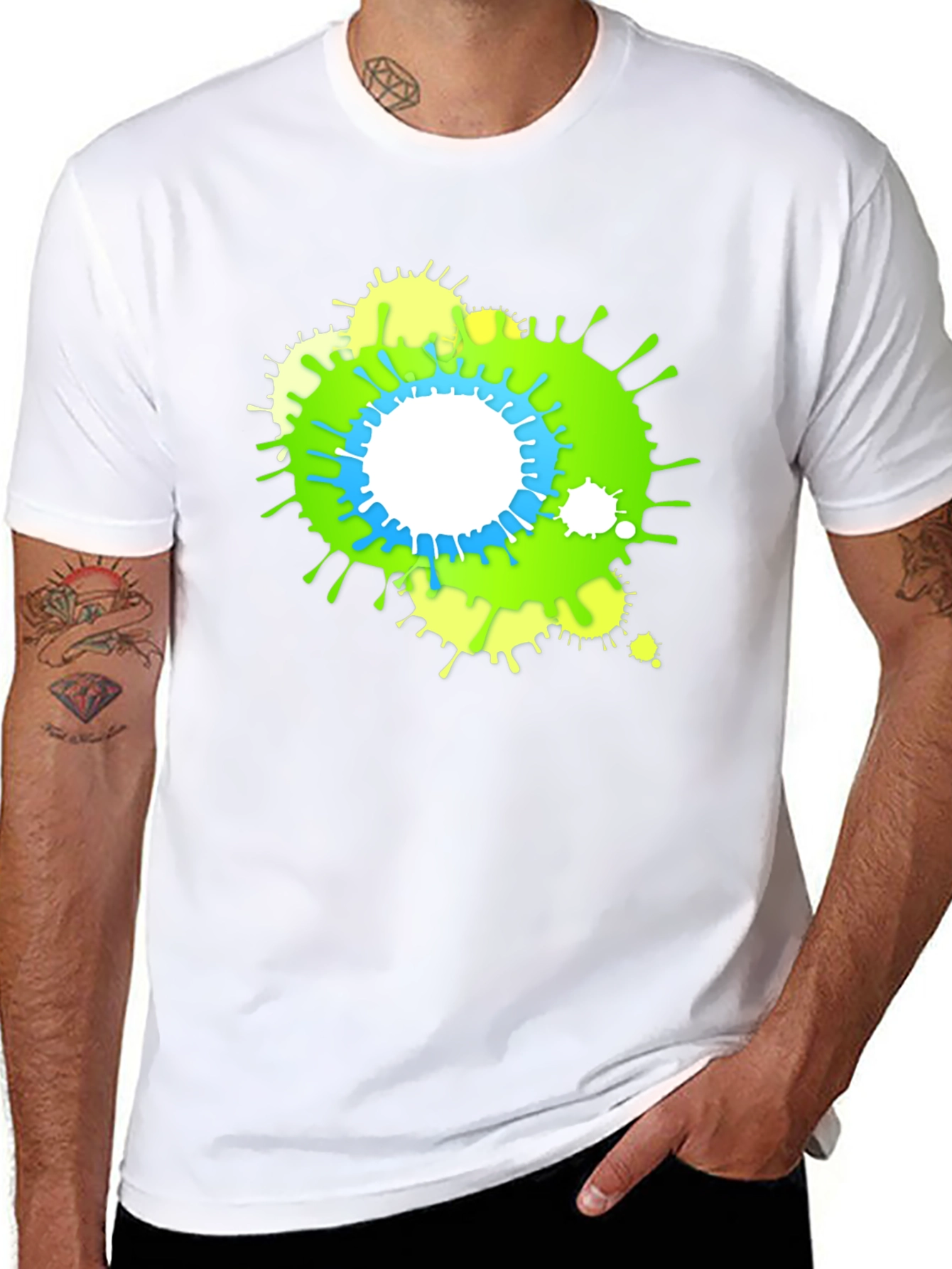 Abstract Splatter Graphic Black T-Shirt
