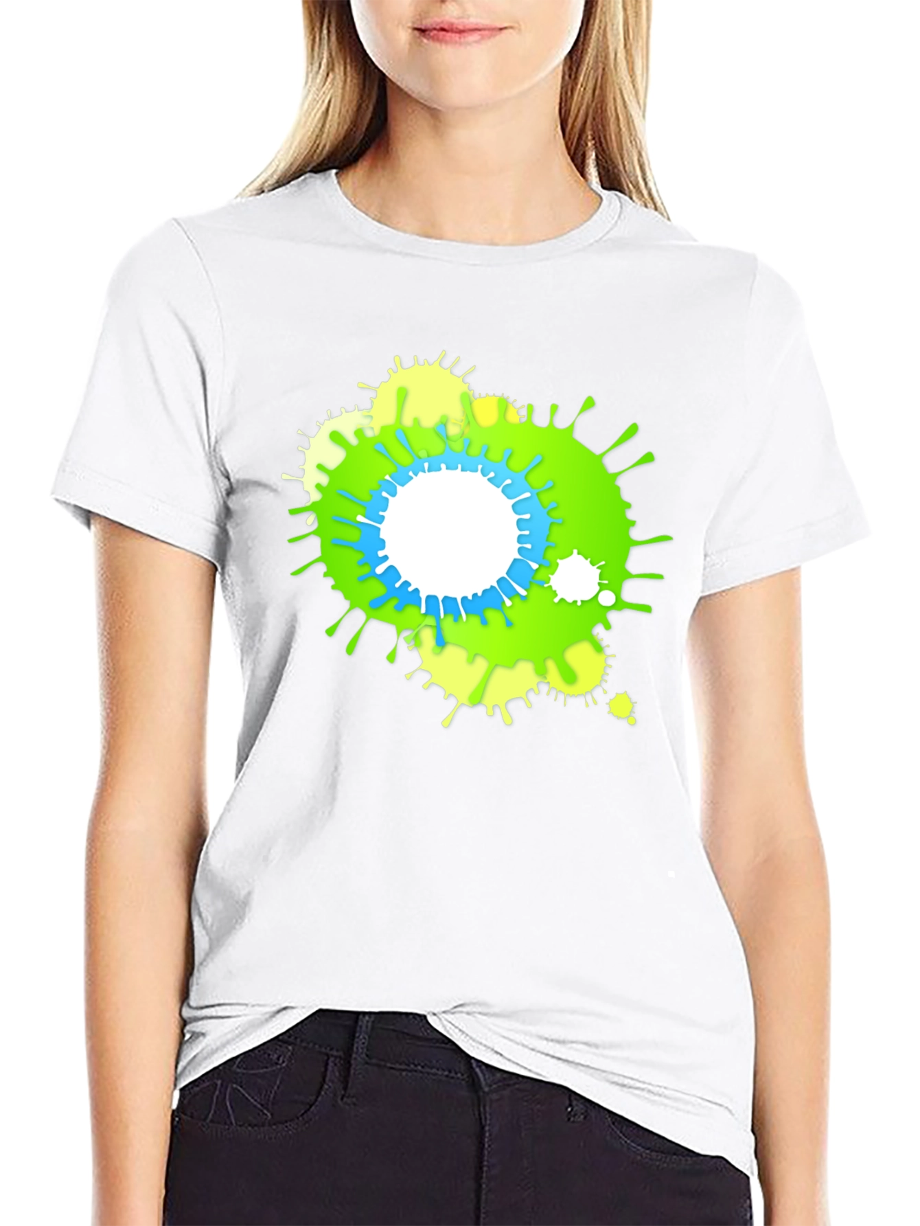 Abstract Splatter Graphic Black T-Shirt