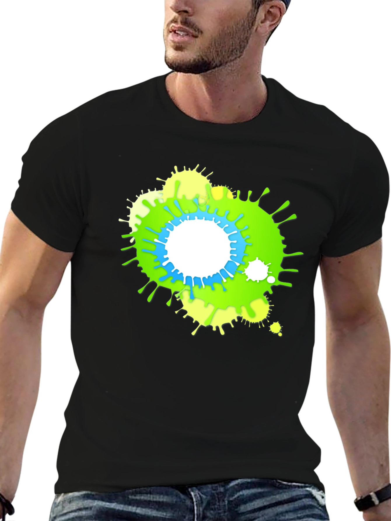 Abstract Splatter Graphic Black T-Shirt